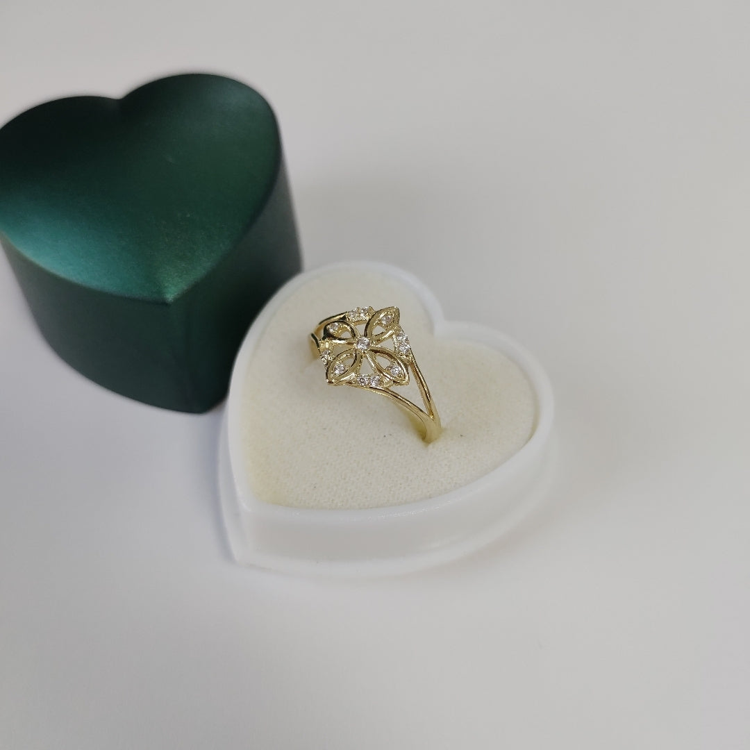 ANILLOS ANILLITO FIG NUDO DE BRUJA CON CIRCONIAS 10K TALLA 8 1.8 GR (NUEVO)