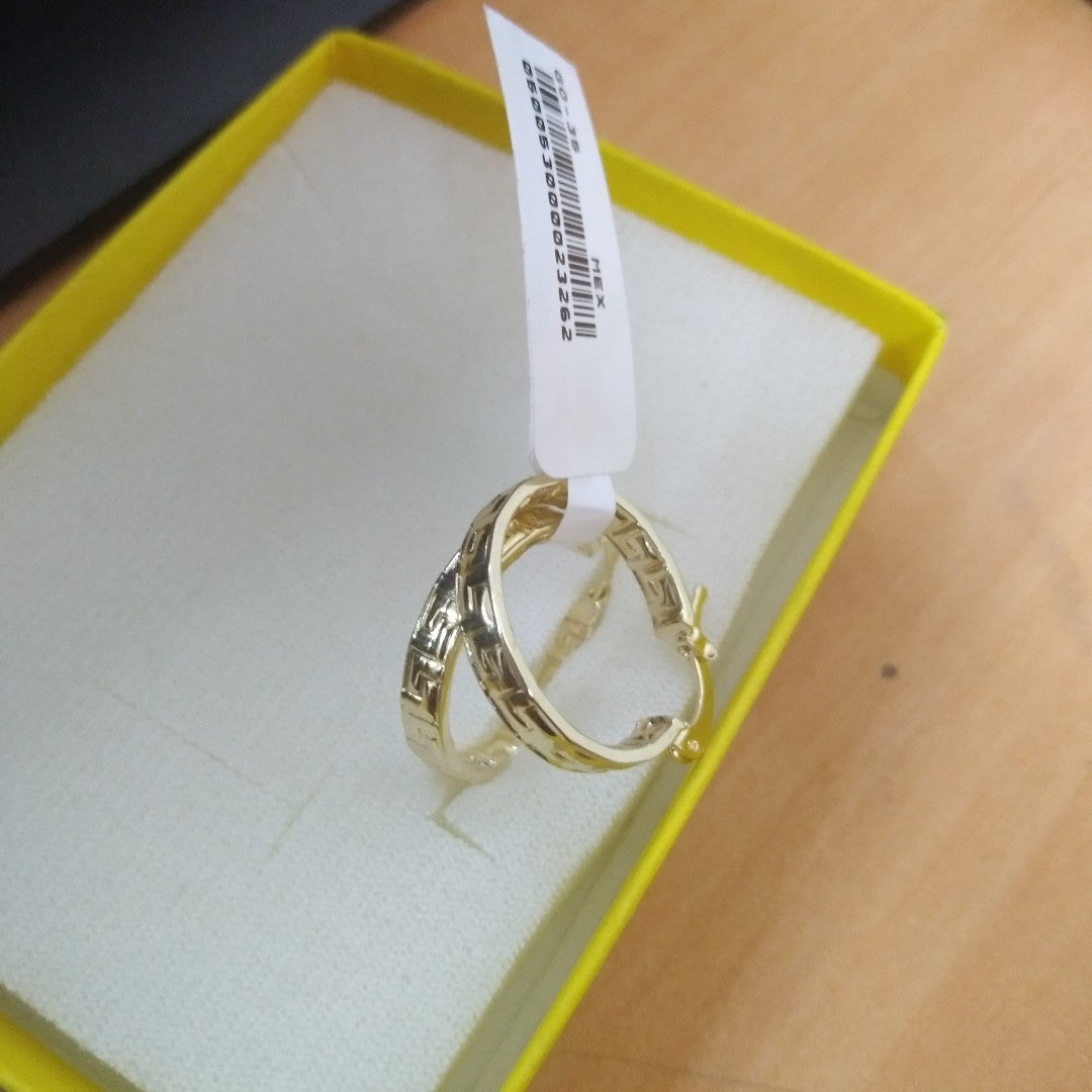 ARETES TEJIDO ARRACADAS TIPO GRECAS 14K 2.2 GR (NUEVO)