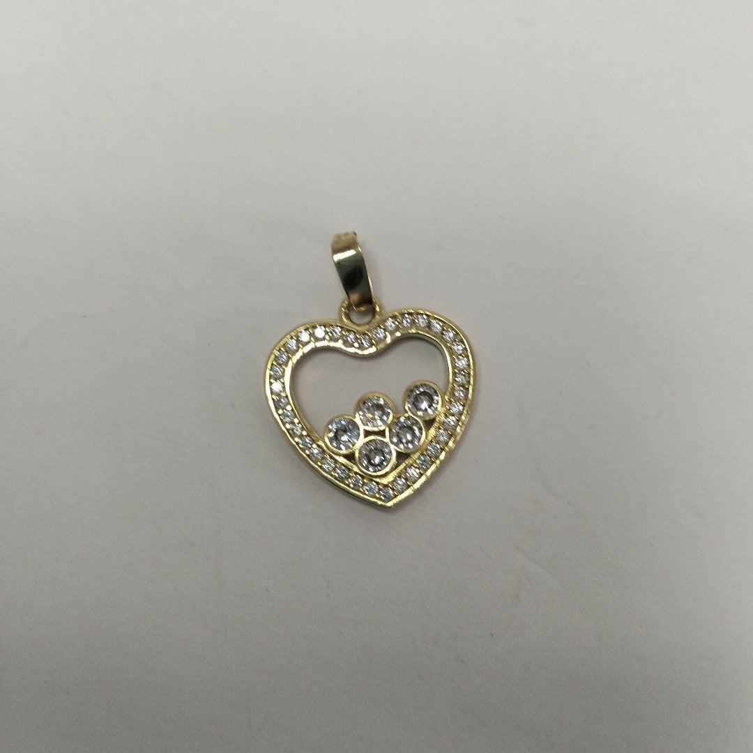 DIJE CORAZON CON CIRCONIAS 14K 1.6 GR (NUEVO)