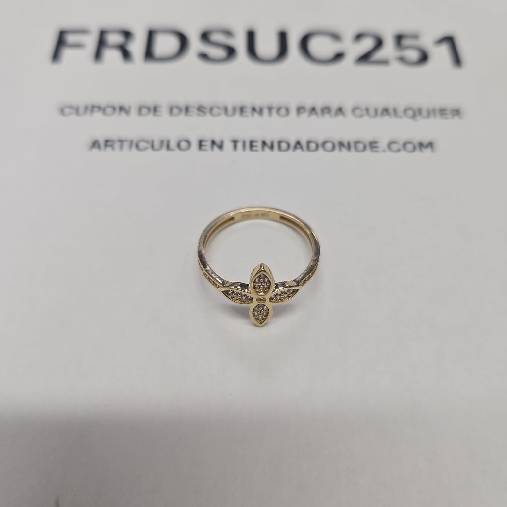 ANILLO ANILLITO FLOR C CIRCONIAS 14K 7 TALLA 1.9 GR (NUEVO)