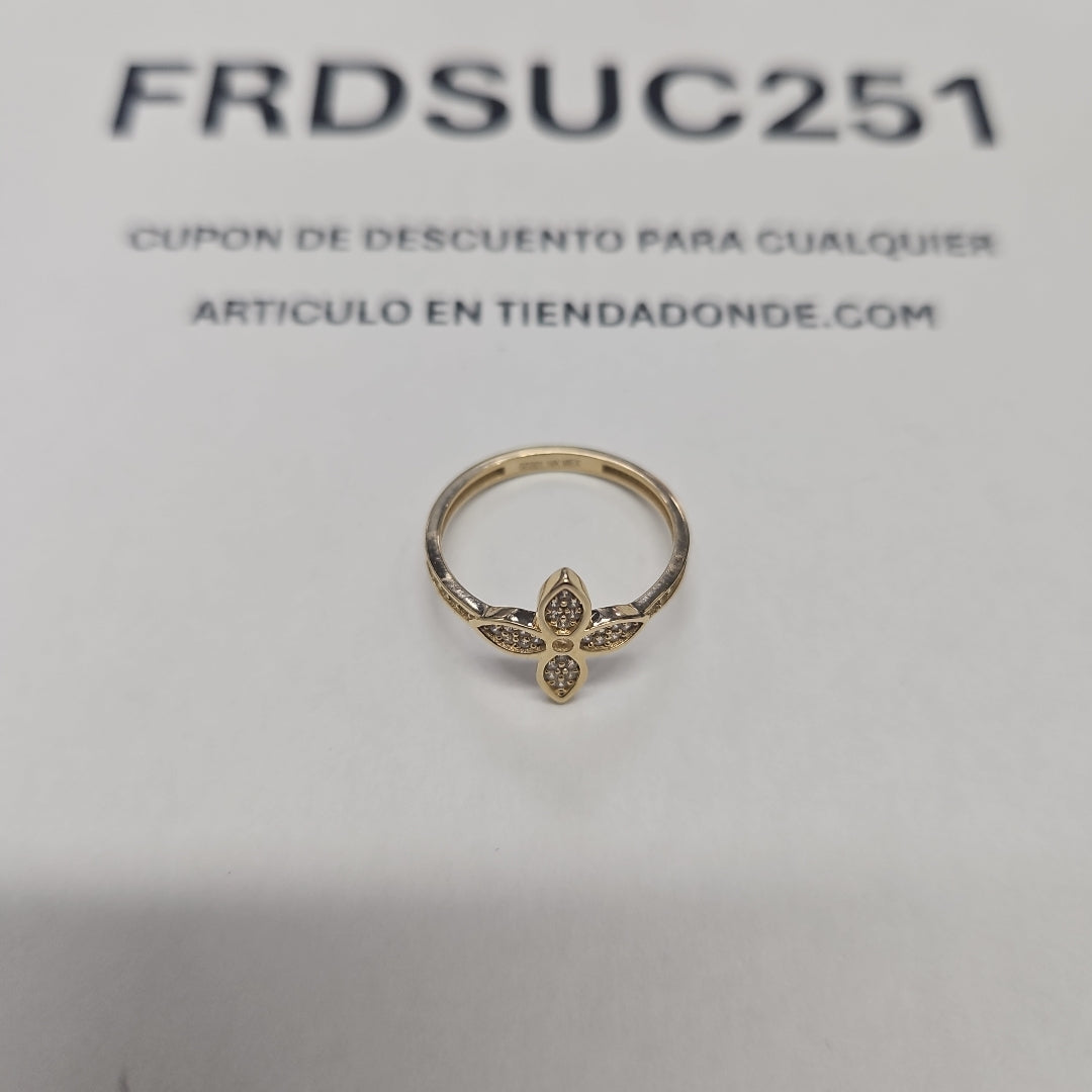 ANILLO ANILLITO FLOR C CIRCONIAS 14K 7 TALLA 1.9 GR (NUEVO)