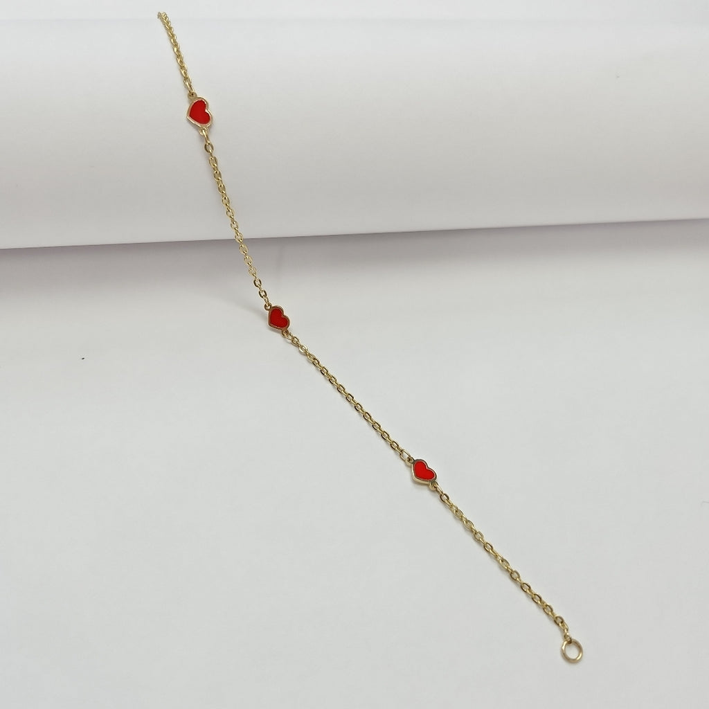 PULSERA ESPECIAL CON CORAZONES 14K 18 CM 1.4 GR (NUEVO)