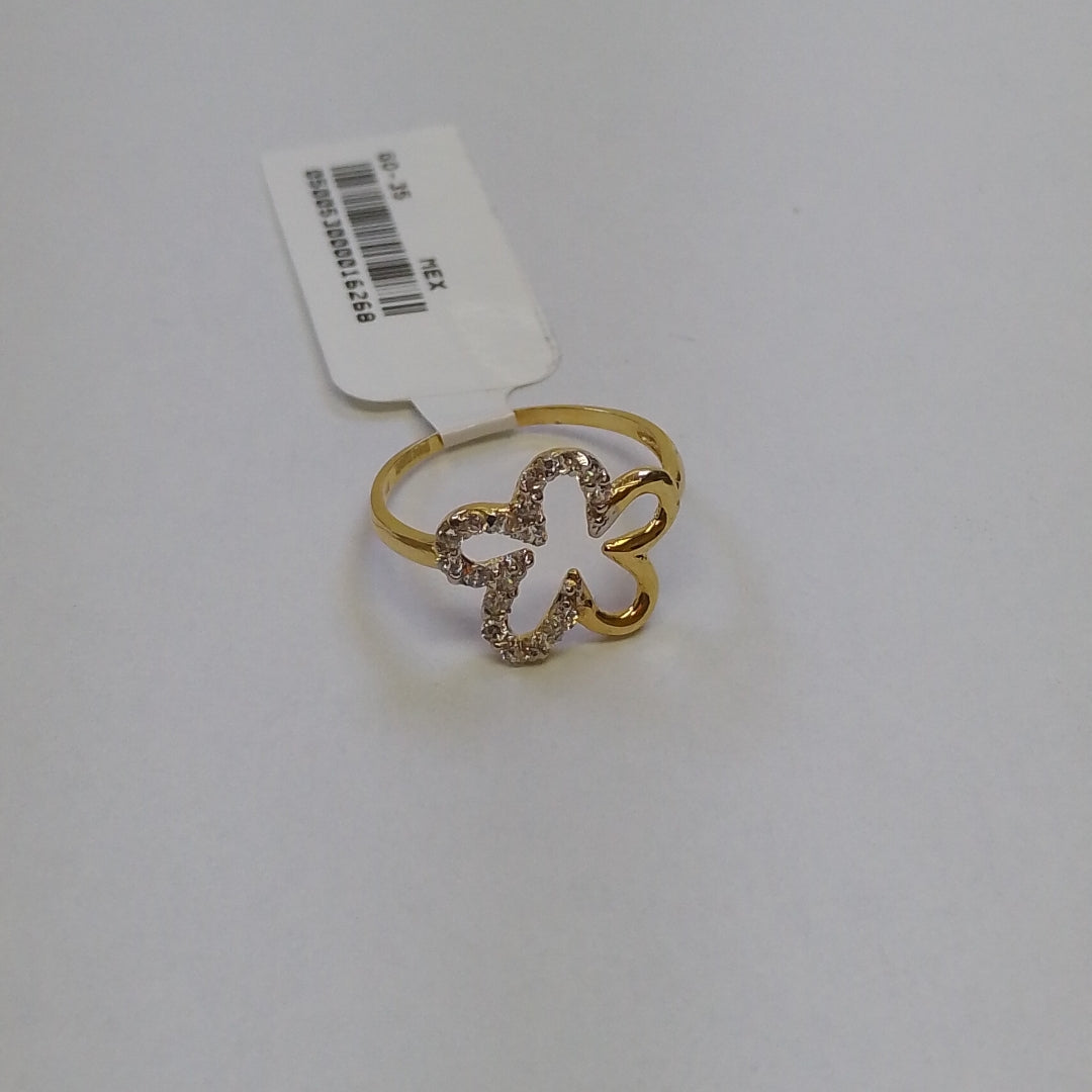 ANILLOS FIG FLOR CON CIRCONIAS 14K TALLA 7 1.4 GR (NUEVO)