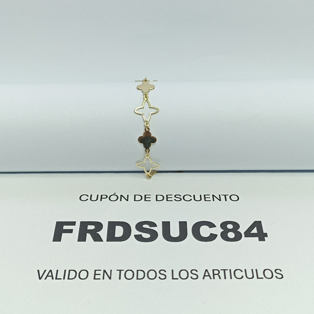 PULSERA TEJIDO ESP CON TREBOL 14K 18 CM 1.5 GR (NUEVO)