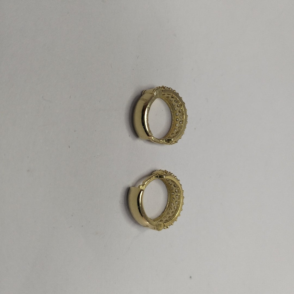 ARETES HUGGIE CON CIRCONIAS 14K 2.2 GR (NUEVO)