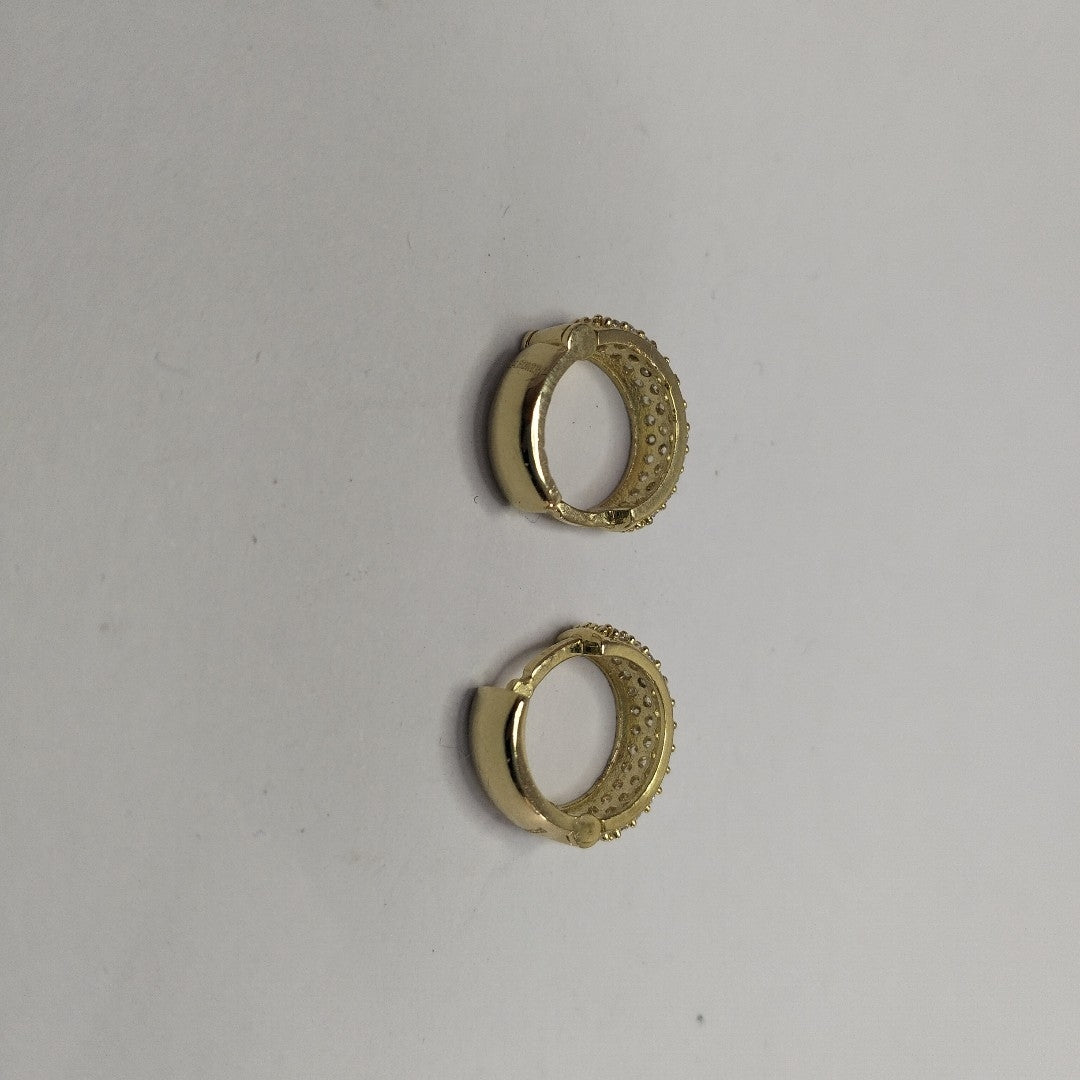 ARETES HUGGIE CON CIRCONIAS 14K 2.2 GR (NUEVO)