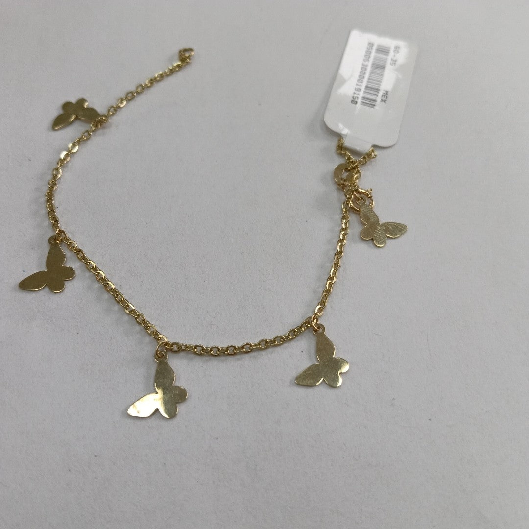 PULSERA ESPECIAL CON MARIPOSAS 14K 18 CM 2.1 GR (NUEVO)