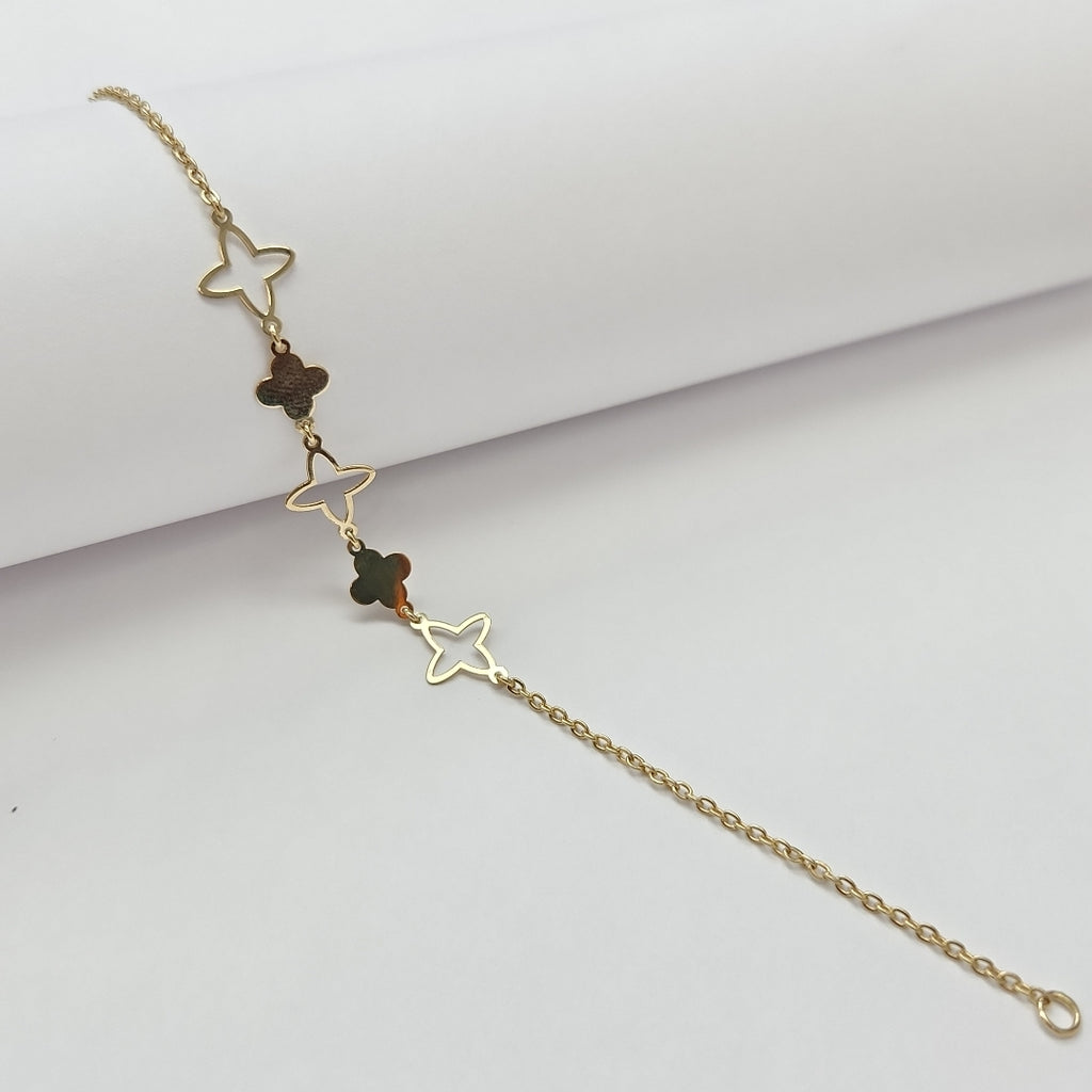 PULSERA TEJIDO ESP CON TREBOL 14K 18 CM 1.6 GR (NUEVO)