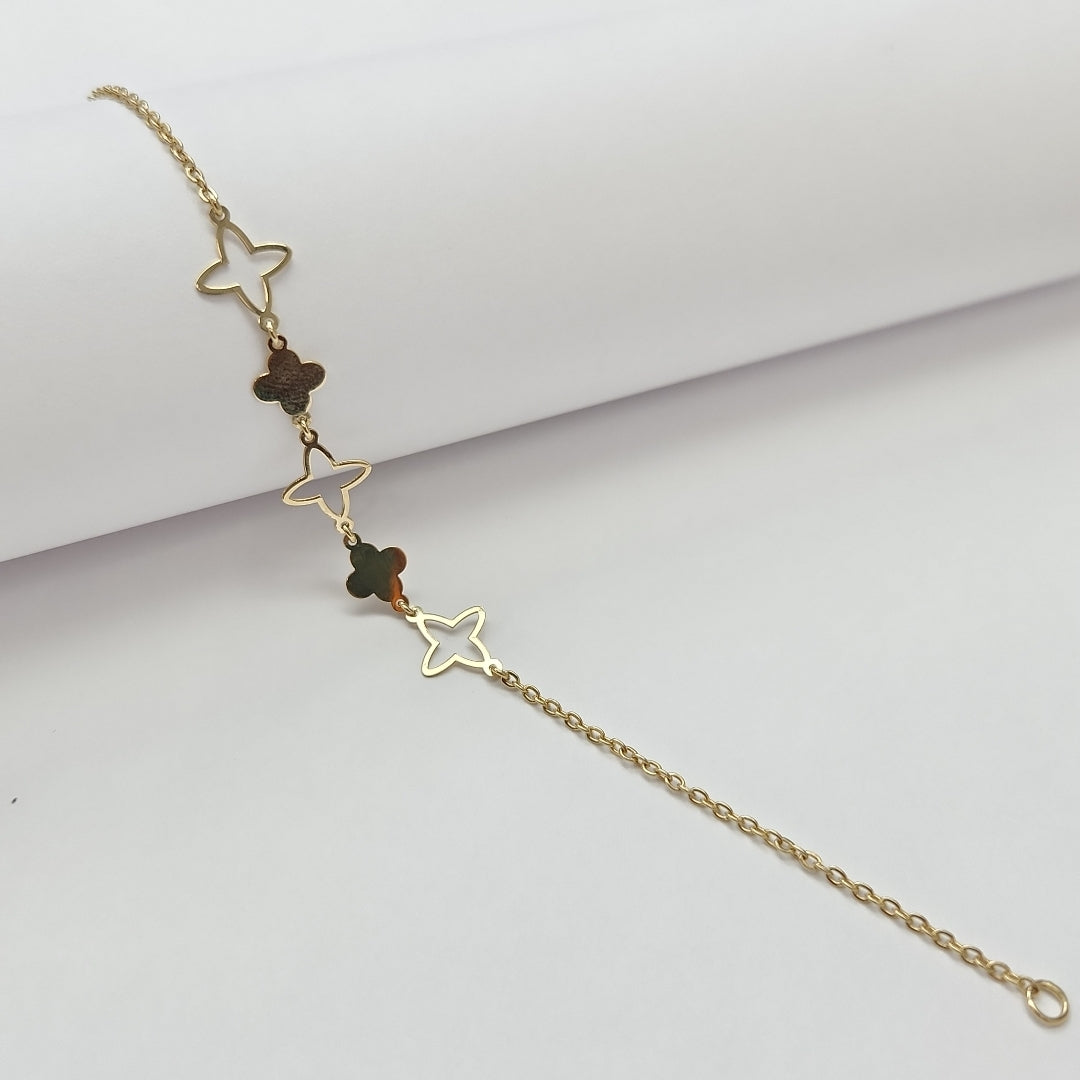 PULSERA TEJIDO ESP CON TREBOL 14K 18 CM 1.6 GR (NUEVO)
