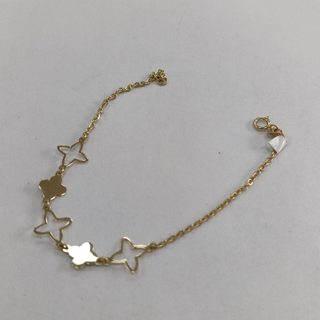 PULSERA TEJIDO ESP CON TREBOL 14K 18 CM 1.5 GR (NUEVO)