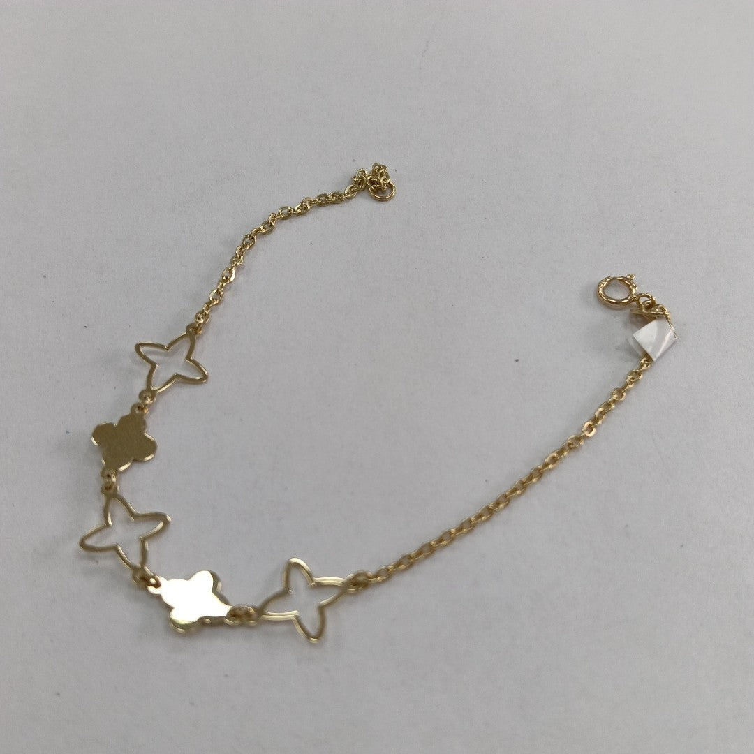 PULSERA TEJIDO ESP CON TREBOL 14K 18 CM 1.5 GR (NUEVO)