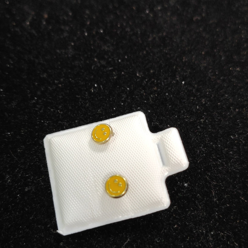 BROQUELES BROQUEL FIG SONRISA ESMALTE AMARILLO 14K 0.2074 GR (NUEVO)