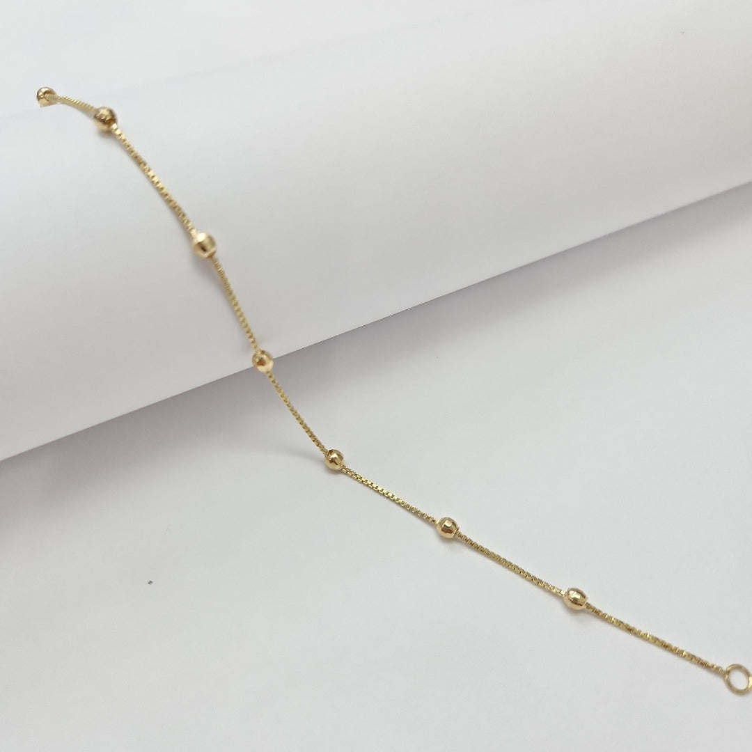 PULSERA ESPECIAL CON BOLITAS 14K 18 CM 1.4 GR (NUEVO)