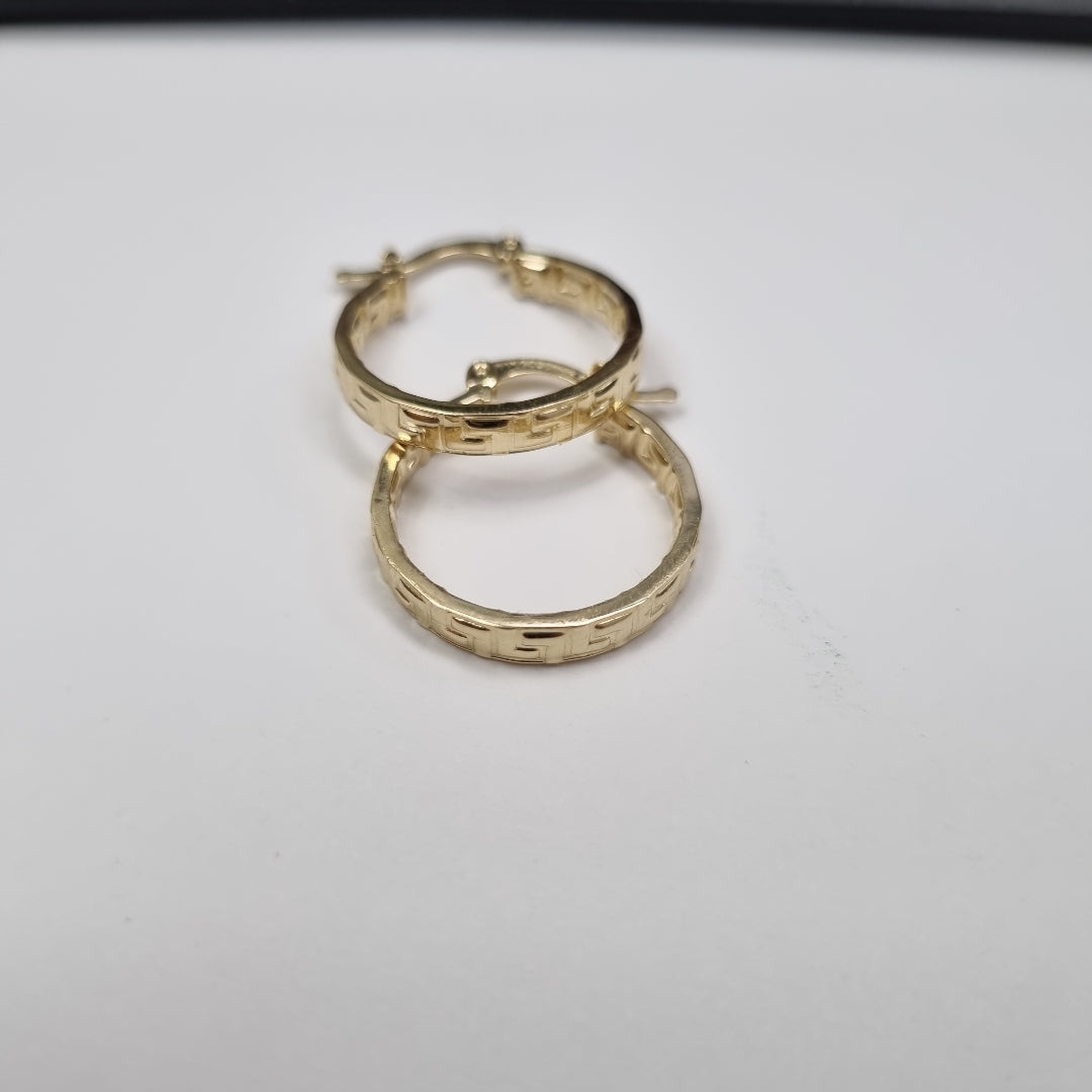 ARETES TEJIDO ARRACADAS TIPO GRECAS 14K 2.1 GR (NUEVO)