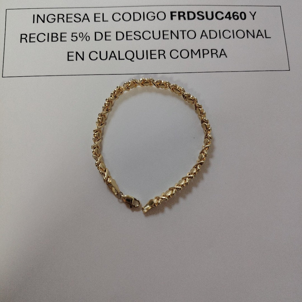 PULSERA ESPECIAL XOXO 14K 18 CM 6.1 GR (NUEVO)