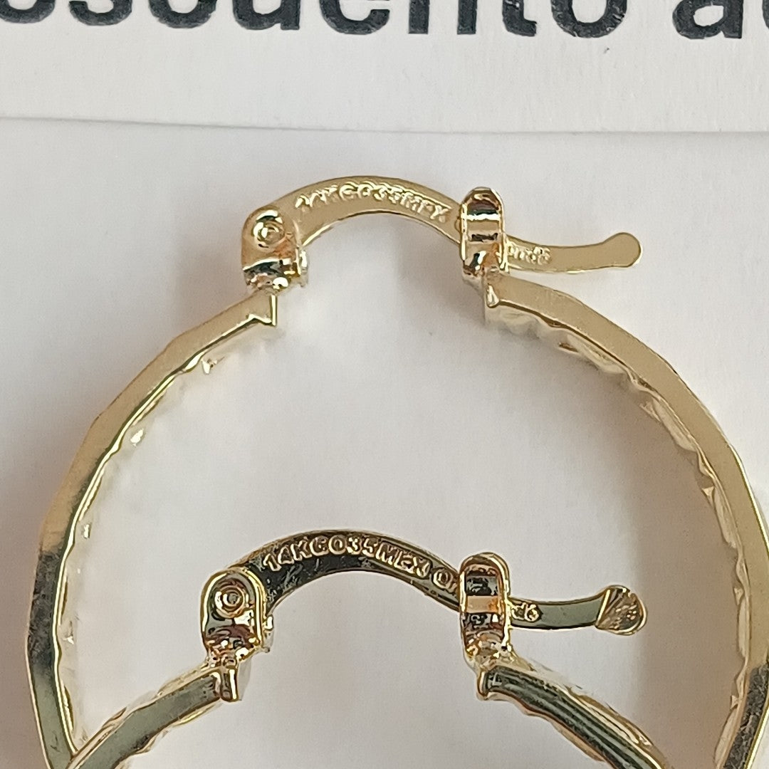 ARETES TEJIDO ARRACADA CON GRECAS 14K 2.8 GR (NUEVO)