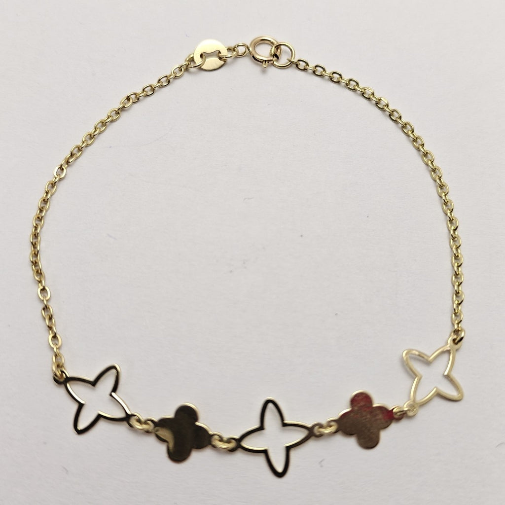 PULSERA TEJIDO ESP CON TREBOL 14K 18 CM 1.6 GR (NUEVO)