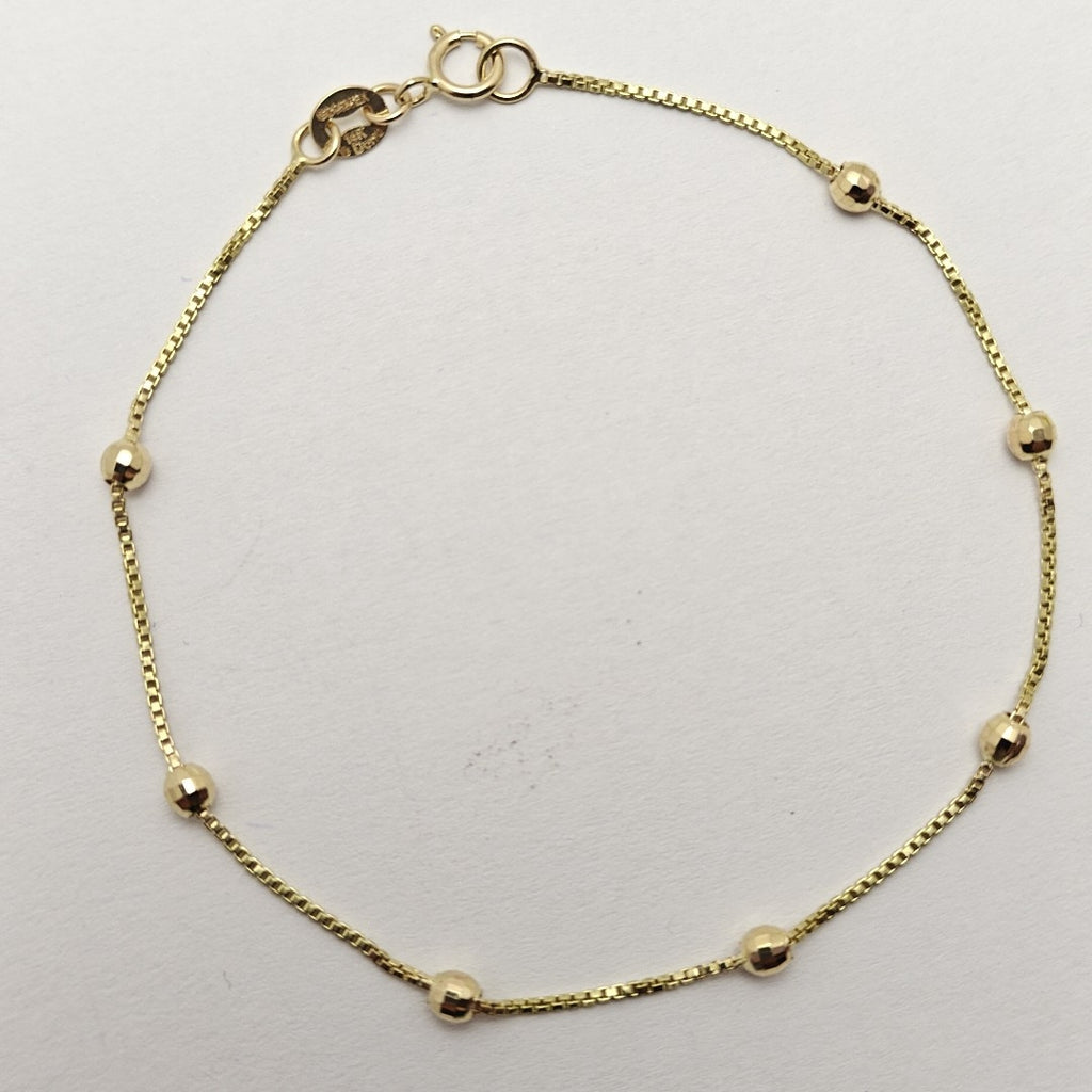 PULSERA ESPECIAL CON BOLITAS 14K 18 CM 1.4 GR (NUEVO)