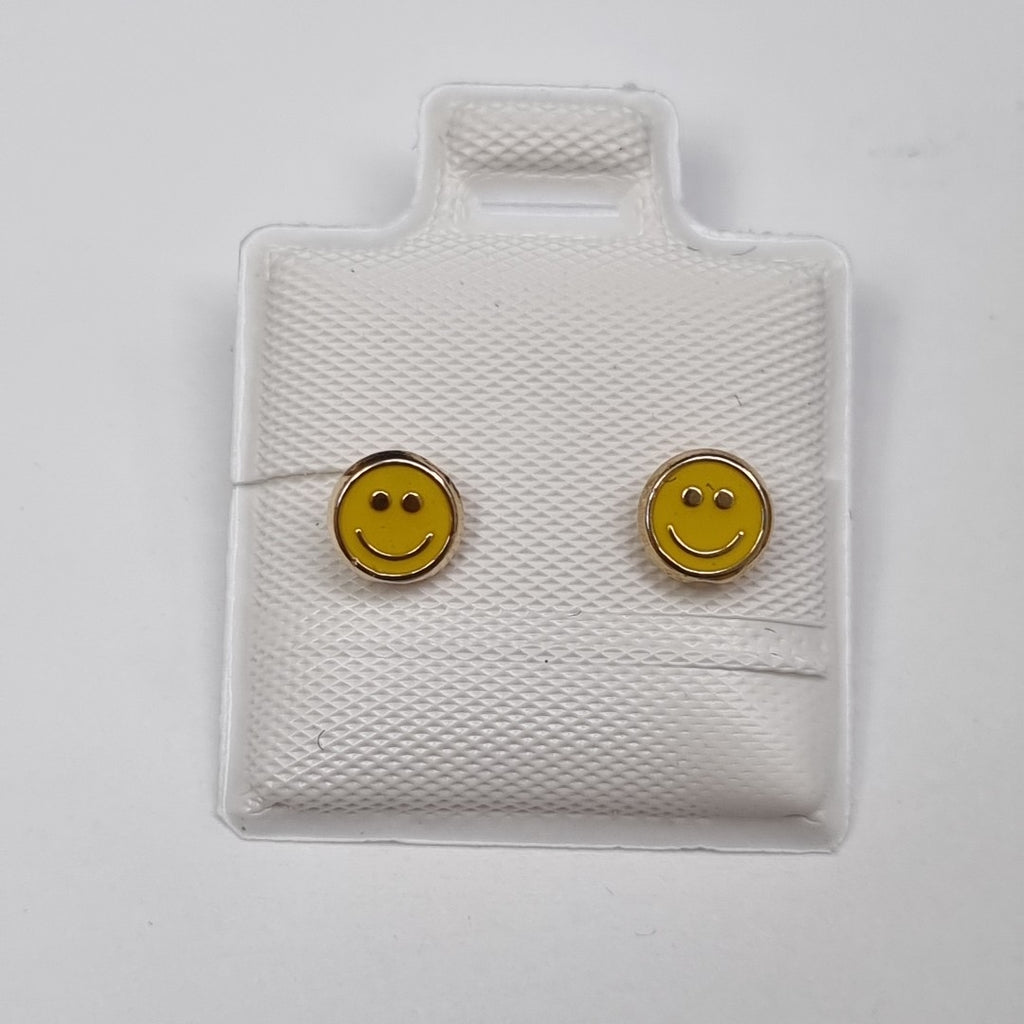 BROQUELES BROQUEL FIG SONRISA ESMALTE AMARILLO 14K 0.2074 GR (NUEVO)