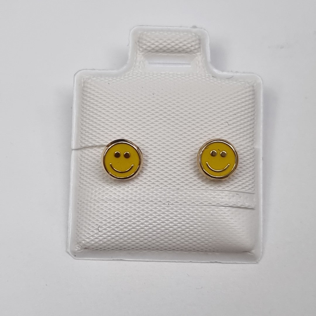 BROQUELES BROQUEL FIG SONRISA ESMALTE AMARILLO 14K 0.2074 GR (NUEVO)
