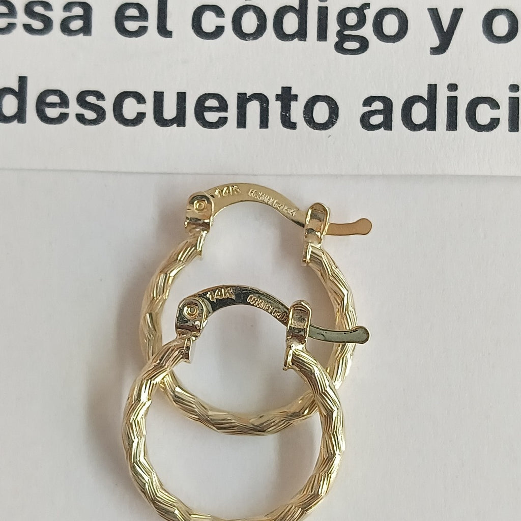 ARETES ARRACADAS TRENZADAS 14K 18 1.6 GR (NUEVO)