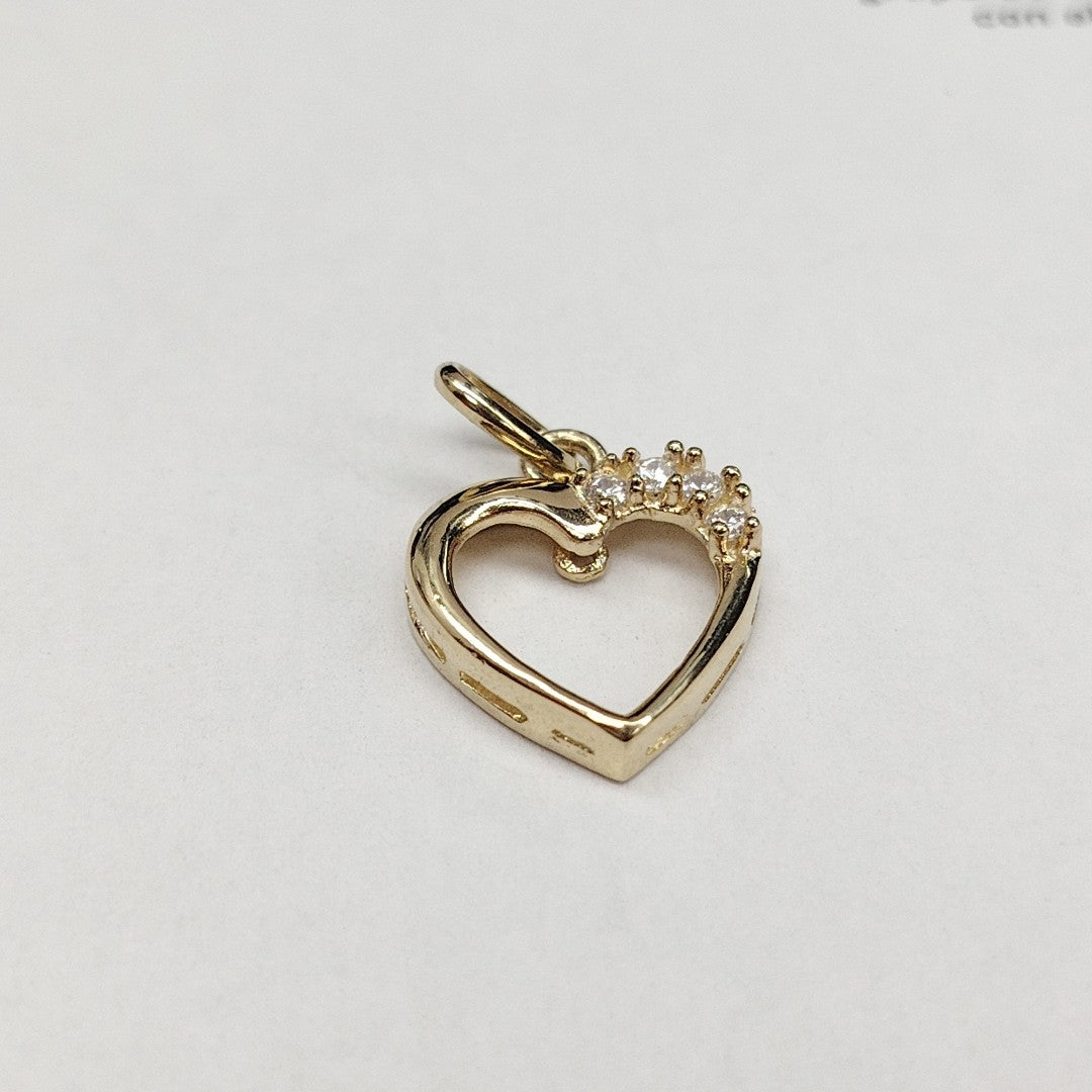DIJE CORAZON CON CIRCONIAS 14K 1.4 GR (NUEVO)