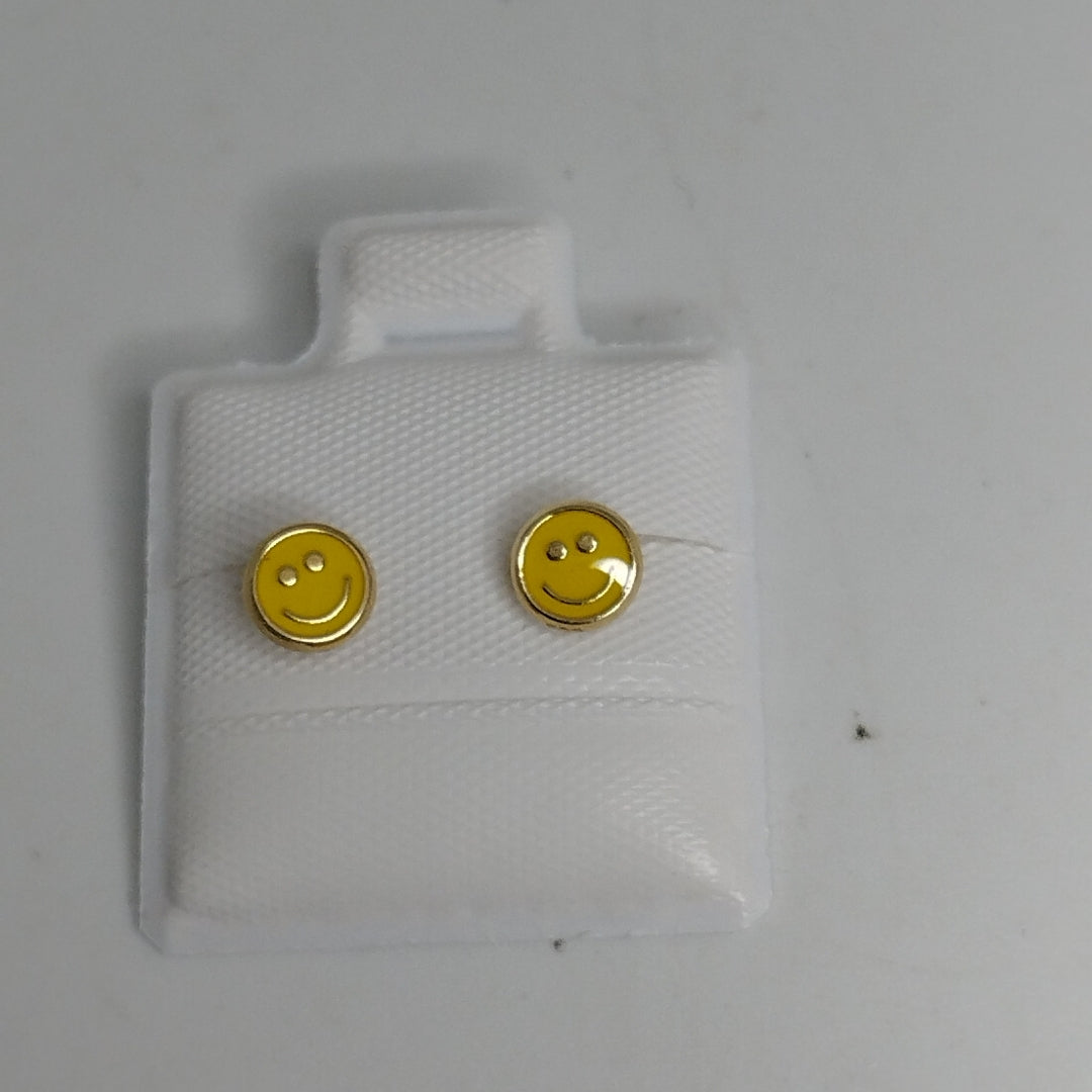 BROQUELES BROQUEL FIG SONRISA ESMALTE AMARILLO 14K 0.2074 GR (NUEVO)