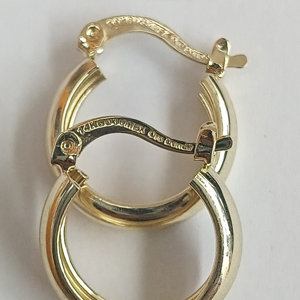 ARETES TEJIDO ARRACADAS LISAS 14K 2.1 GR (NUEVO)