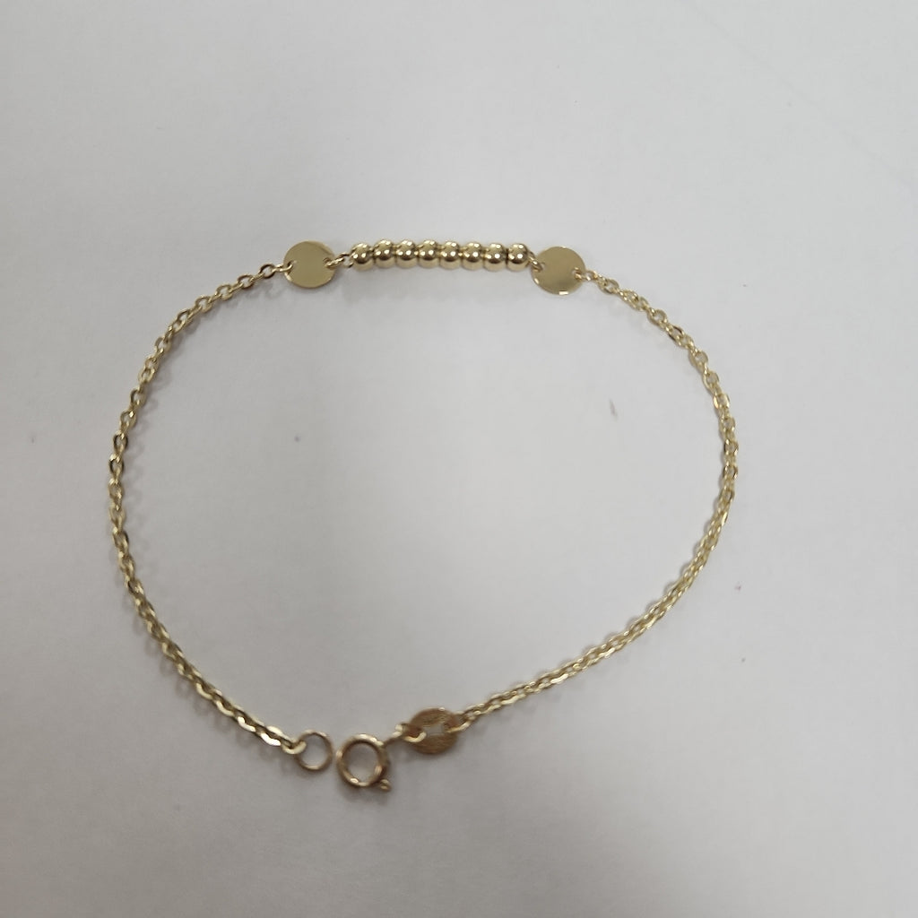 PULSERA TEJIDO ESPECIAL CON BOLITAS 14K 18 CM 1.8 GR (NUEVO)