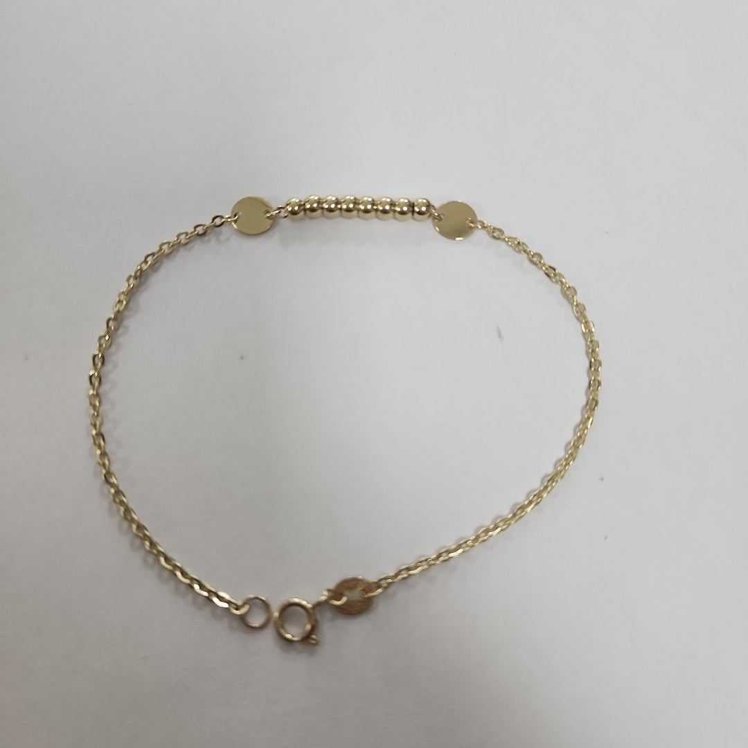PULSERA TEJIDO ESPECIAL CON BOLITAS 14K 18 CM 1.8 GR (NUEVO)