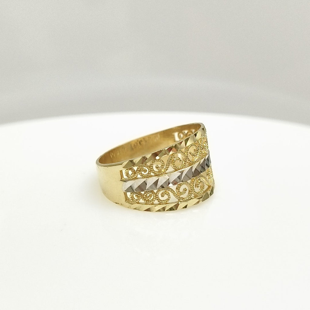 ANILLOS TIPO FILIGRANA COMBINADO 14K TALLA 7 2.9 GR (NUEVO)