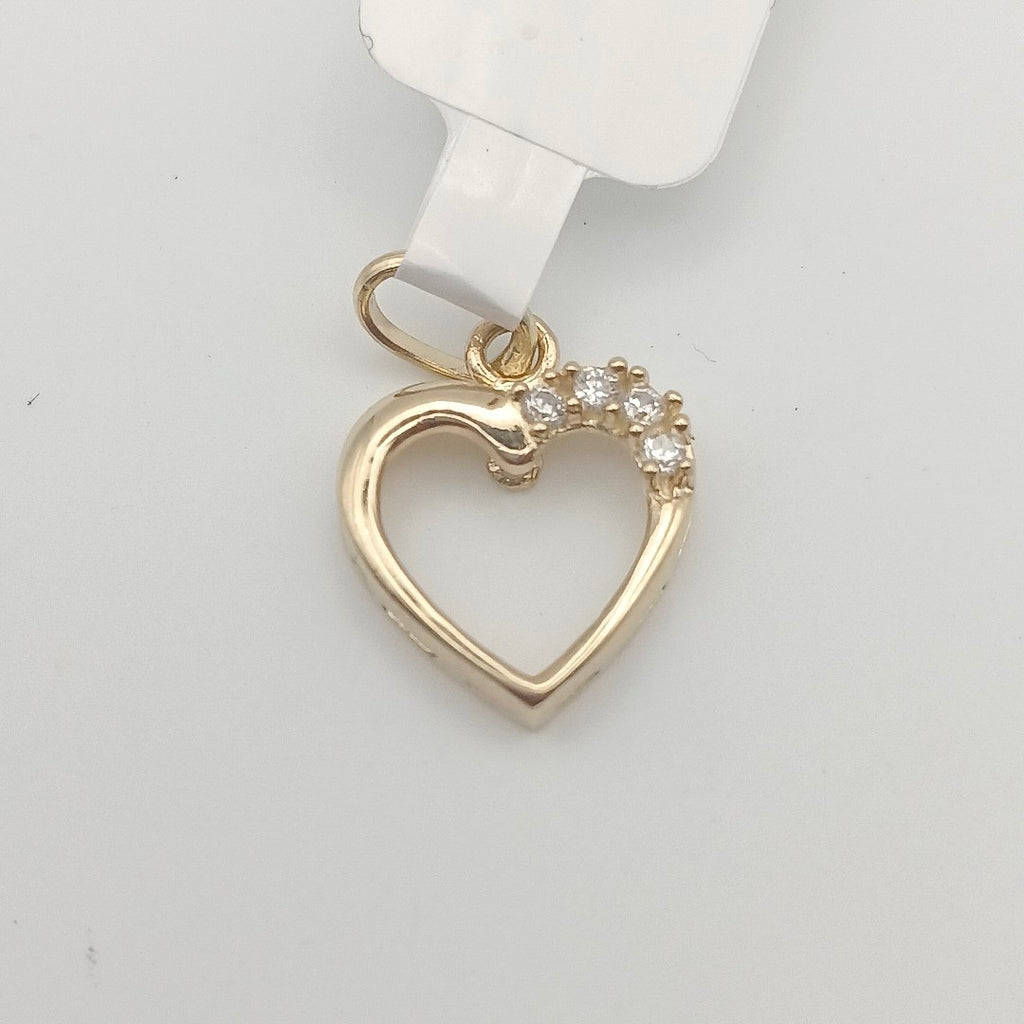 DIJE CORAZON CON CIRCONIAS 14K 1.3 GR (NUEVO)