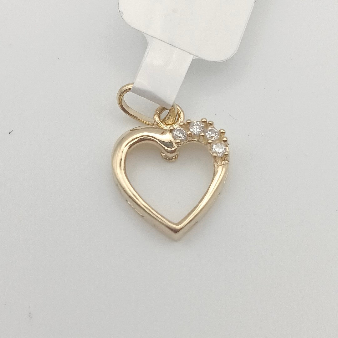 DIJE CORAZON CON CIRCONIAS 14K 1.3 GR (NUEVO)