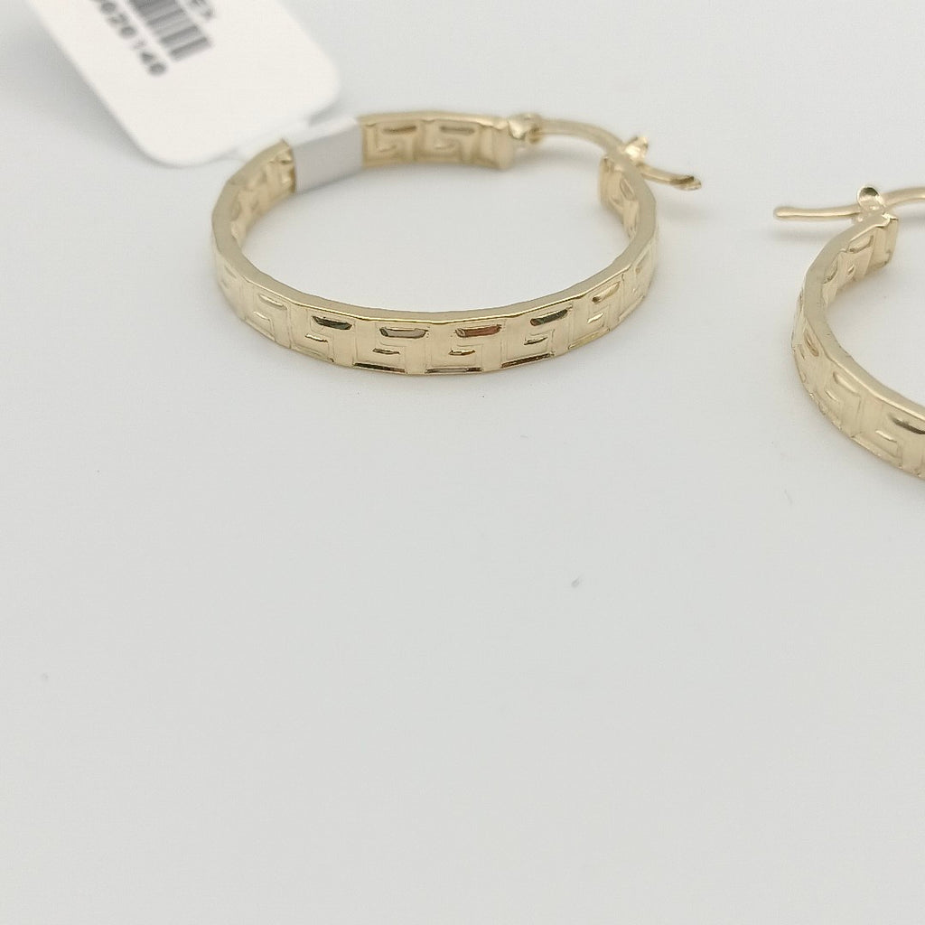 ARETES TEJIDO ARRACADA CON GRECAS 14K 2.6 GR (NUEVO)