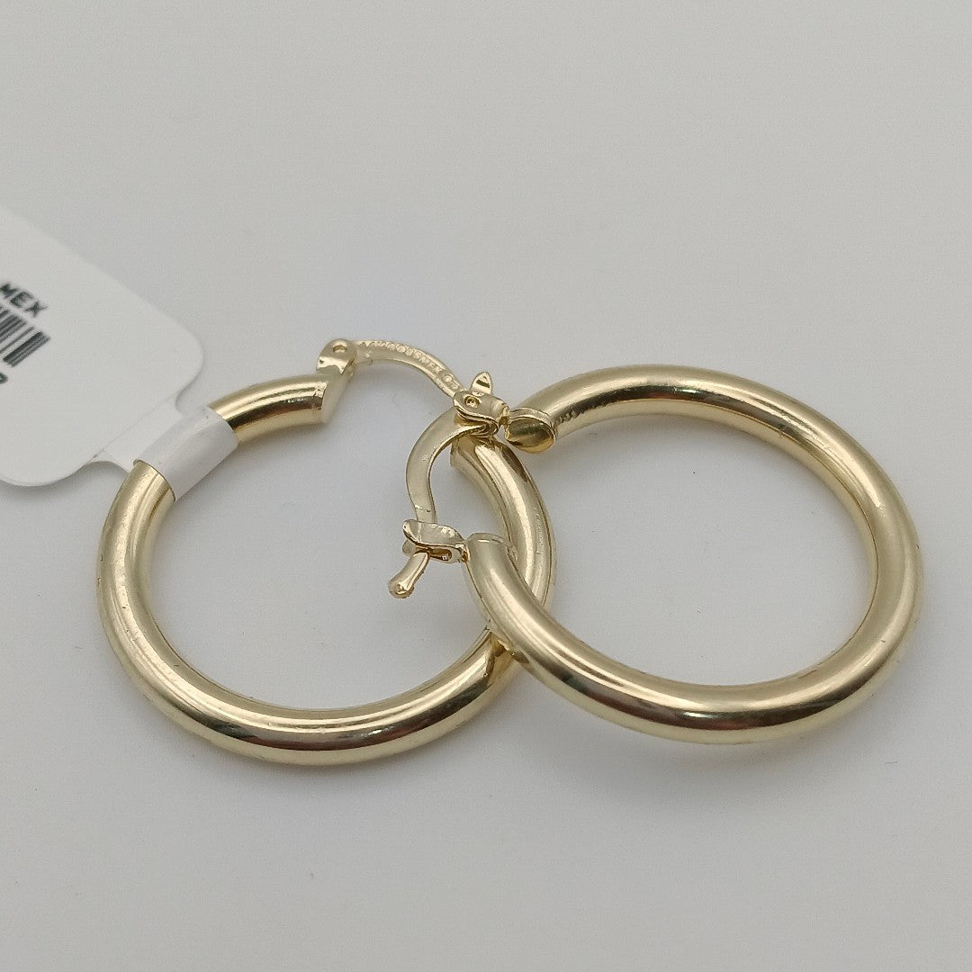 ARETES TEJIDO ARRACADAS LISAS HUECAS 14K 2.1 GR (NUEVO)