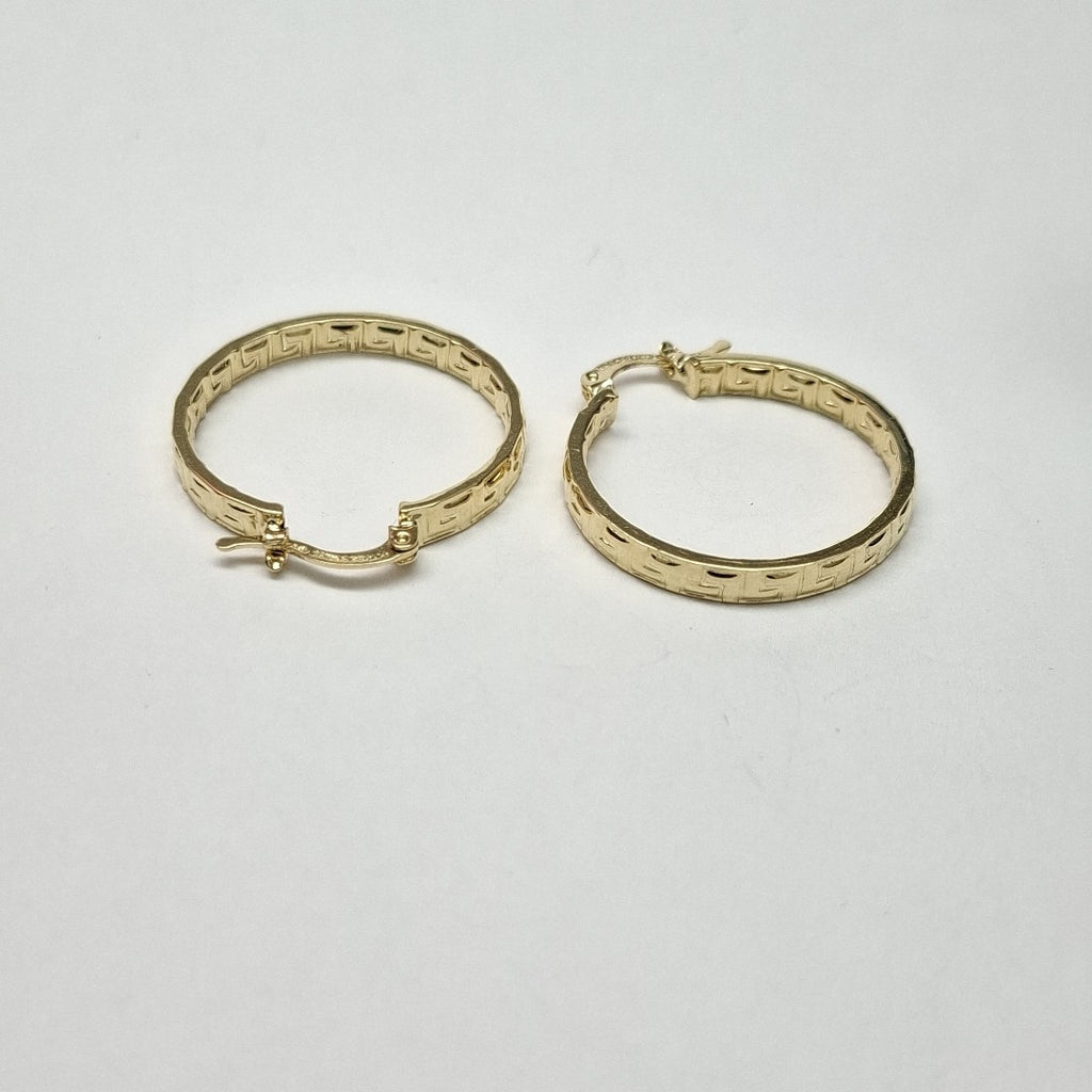 ARETES TEJIDO ARRACADA CON GRECAS 14K 2.7 GR (NUEVO)