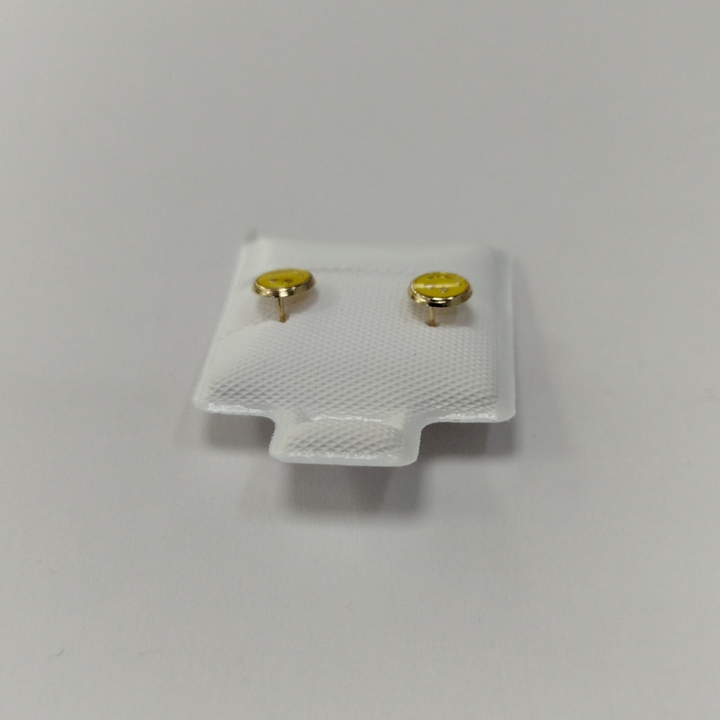 BROQUELES BROQUEL FIG SONRISA ESMALTE AMARILLO 14K 0.2074 GR (NUEVO)