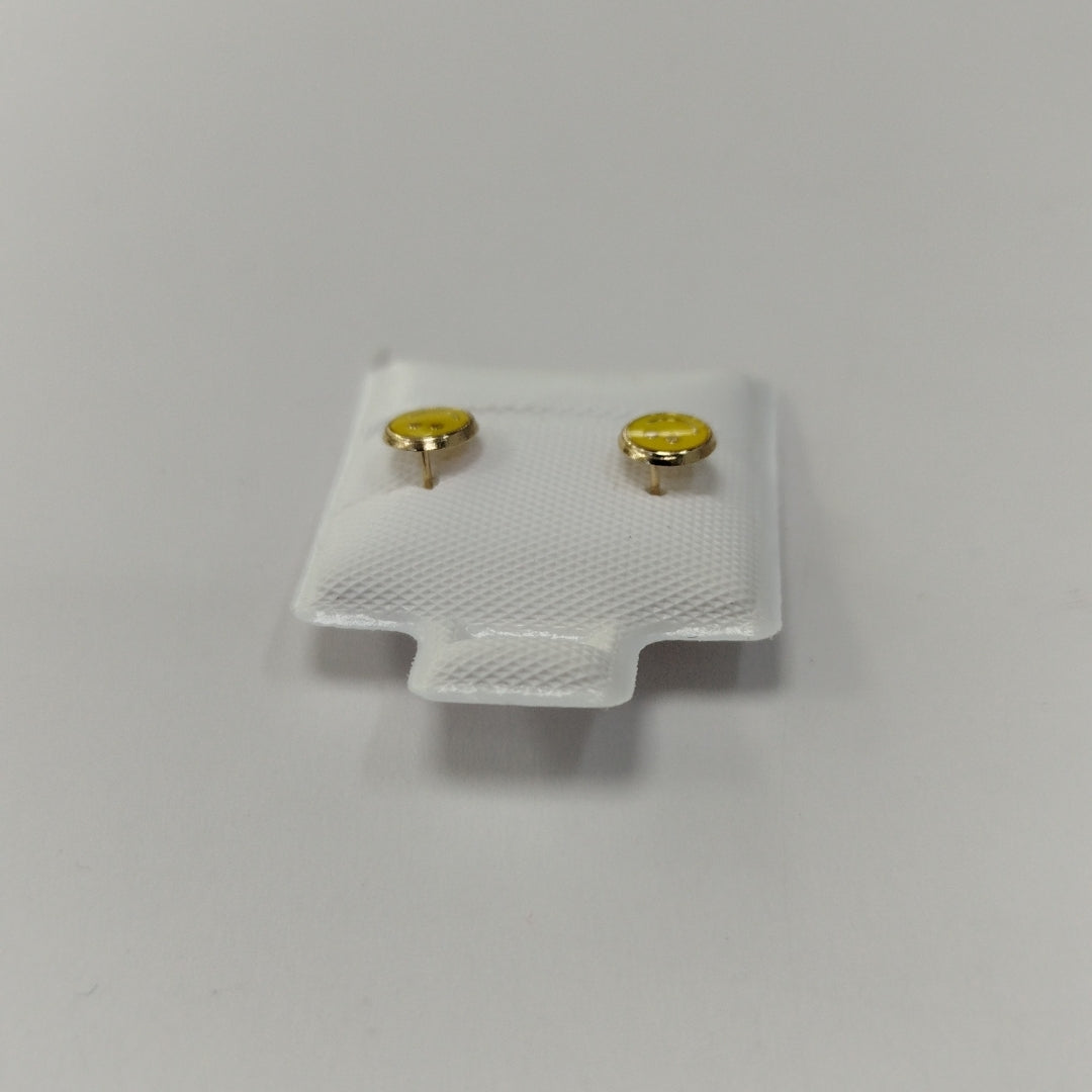 BROQUELES BROQUEL FIG SONRISA ESMALTE AMARILLO 14K 0.2074 GR (NUEVO)