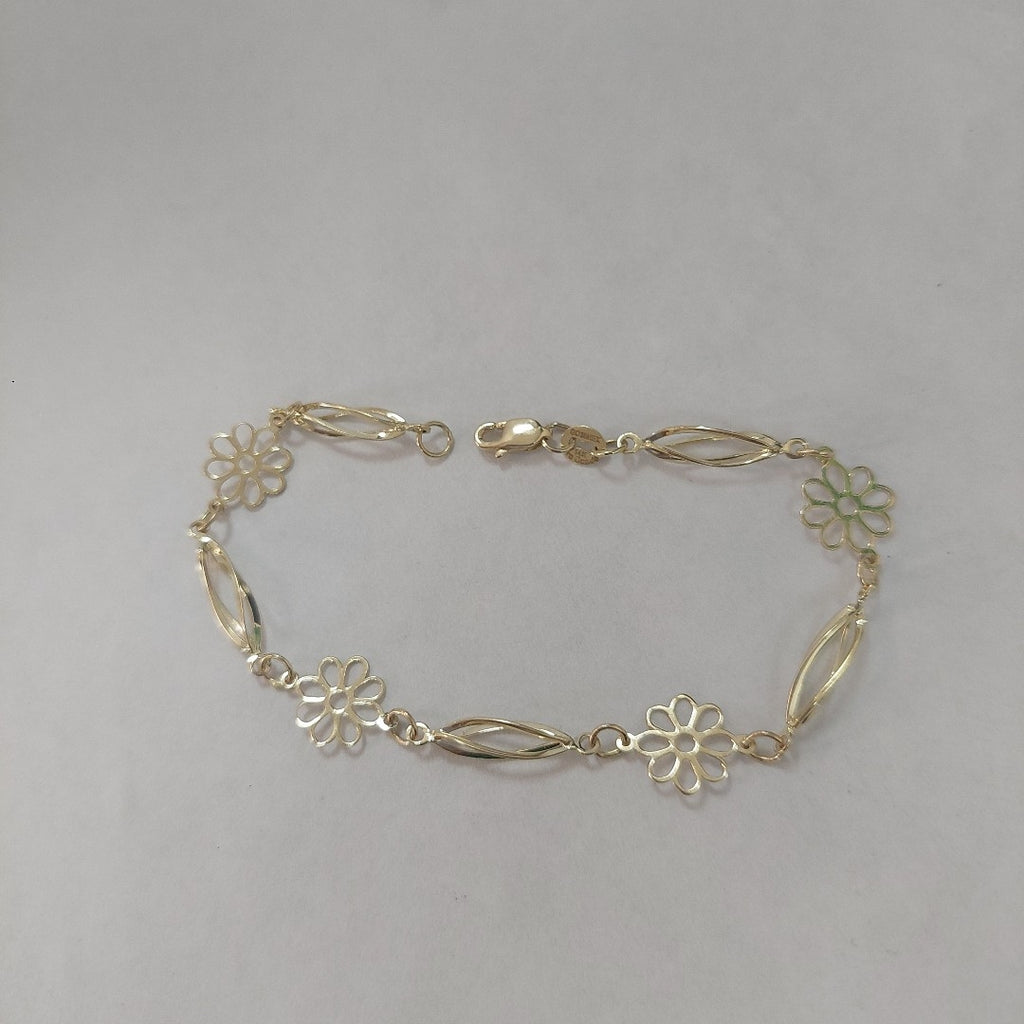 PULSERA ESPECIAL CON FLORES 14K 18 CM 2.7 GR (NUEVO)