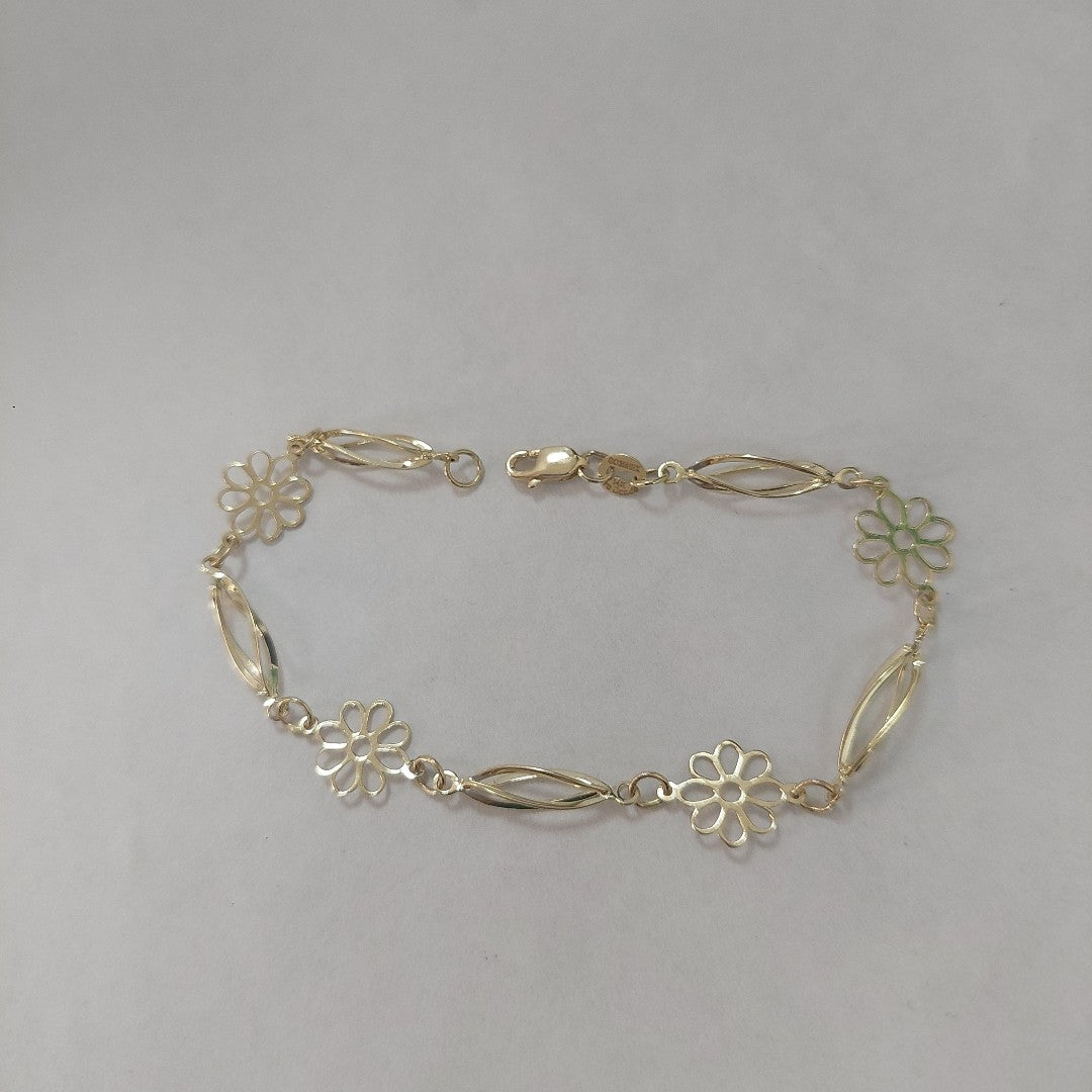 PULSERA ESPECIAL CON FLORES 14K 18 CM 2.7 GR (NUEVO)