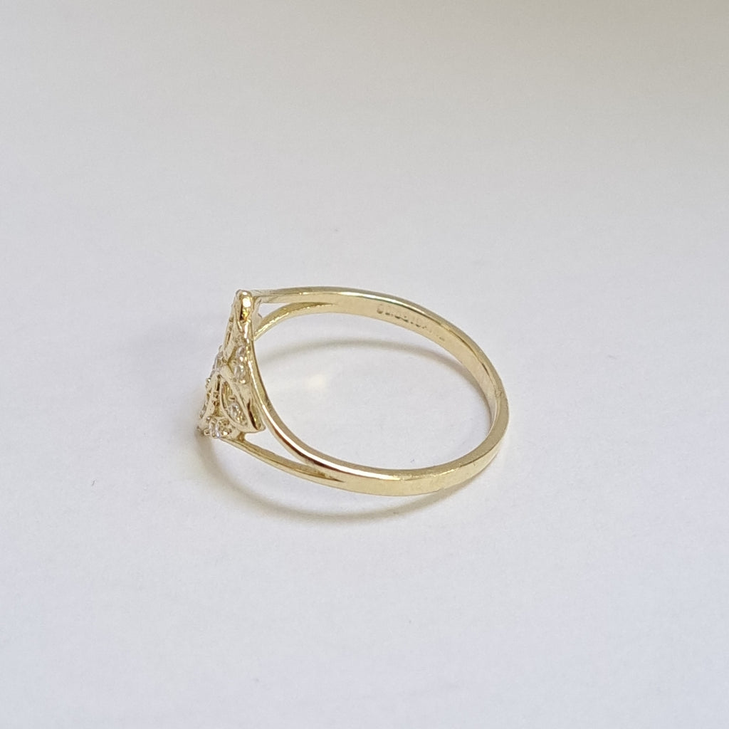 ANILLOS ANILLITO FIG NUDO DE BRUJA CON CIRCONIAS 10K TALLA 8 1.7 GR (NUEVO)