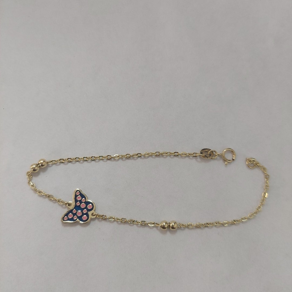 PULSERA TEJIDO ESPECIAL MARIPOSA CON ESMALTE 14K 18 CM 1.8 GR (NUEVO)