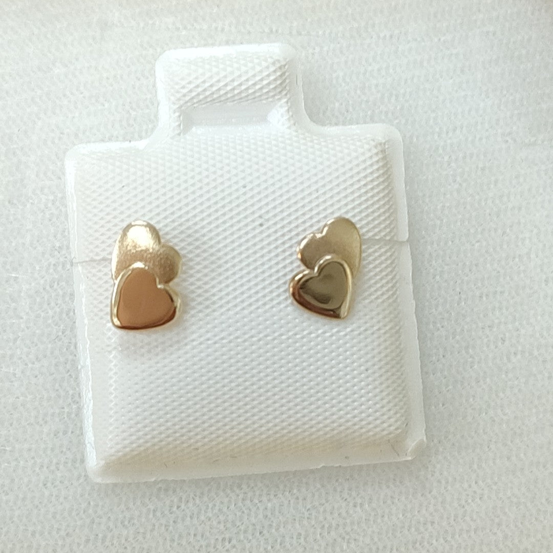 BROQUELES BROQUEL CORAZON DOBLE 14K 0.2171 GR (NUEVO)