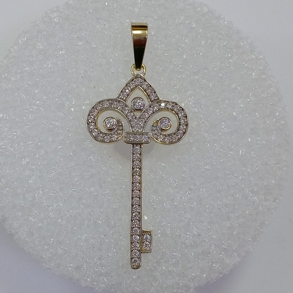 DIJE LLAVE C CIRCONIAS 14K 1.6 GR (NUEVO)