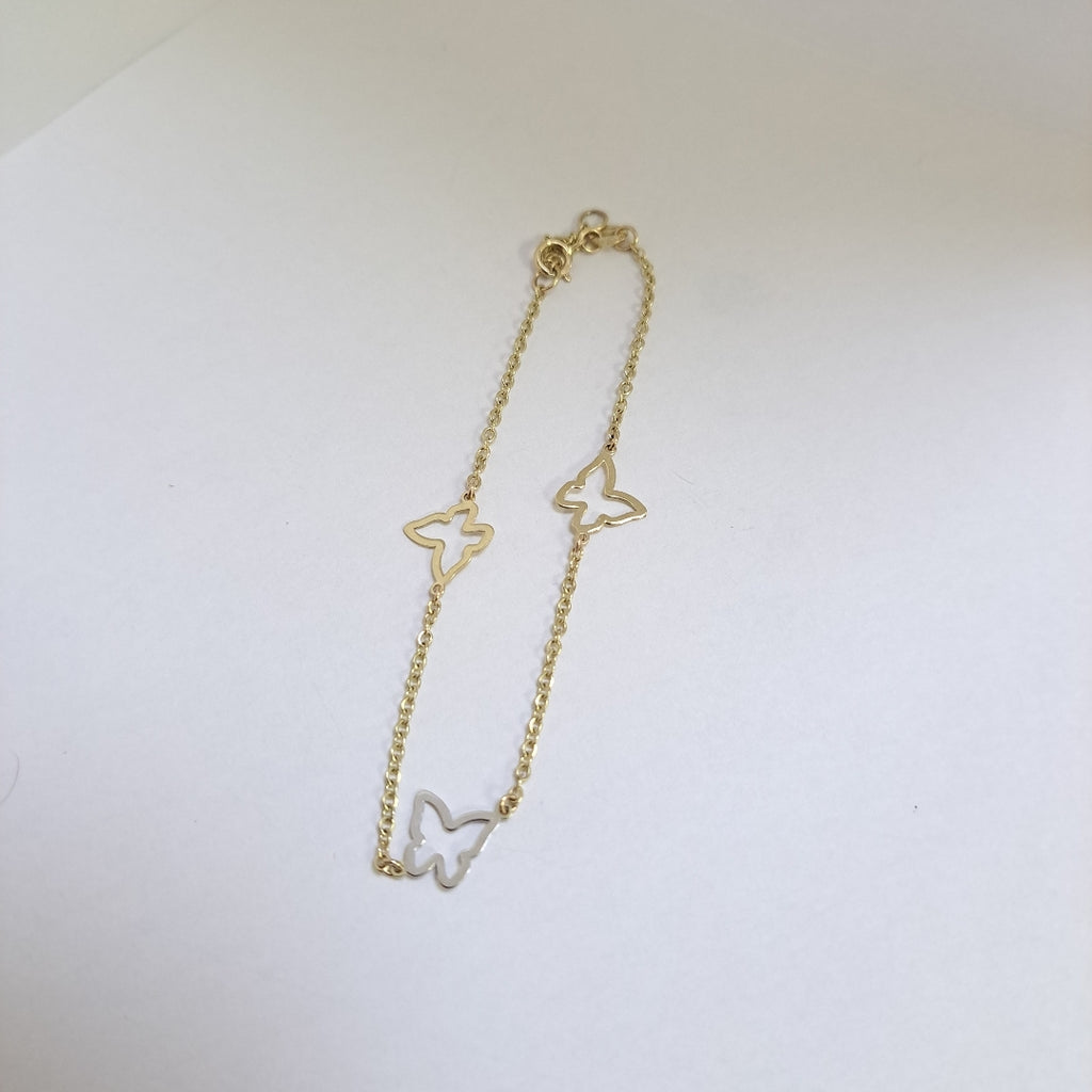PULSERA ESPECIAL C MARIPOSAS 14K 18 CM 1.7 GR (NUEVO)