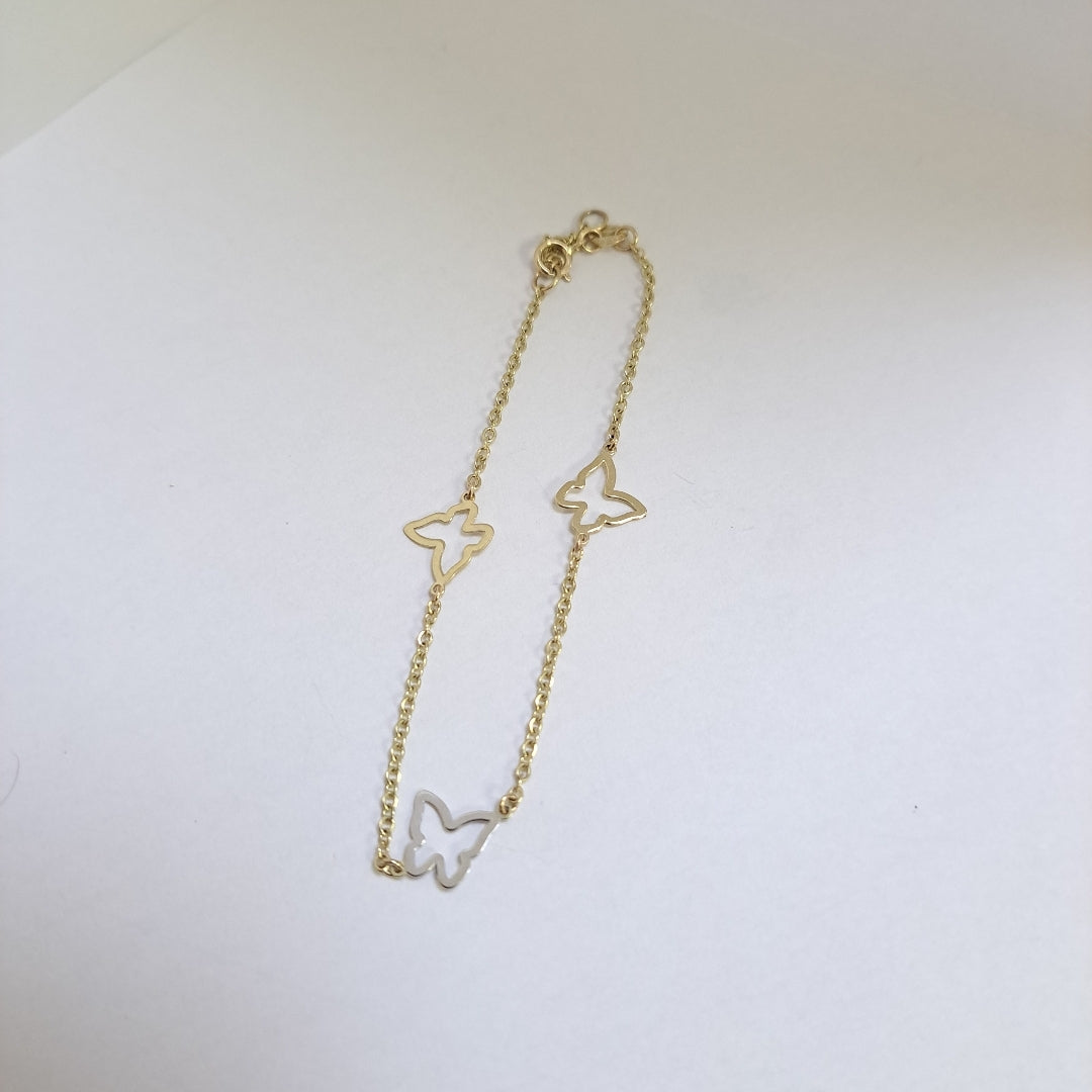 PULSERA ESPECIAL C MARIPOSAS 14K 18 CM 1.7 GR (NUEVO)