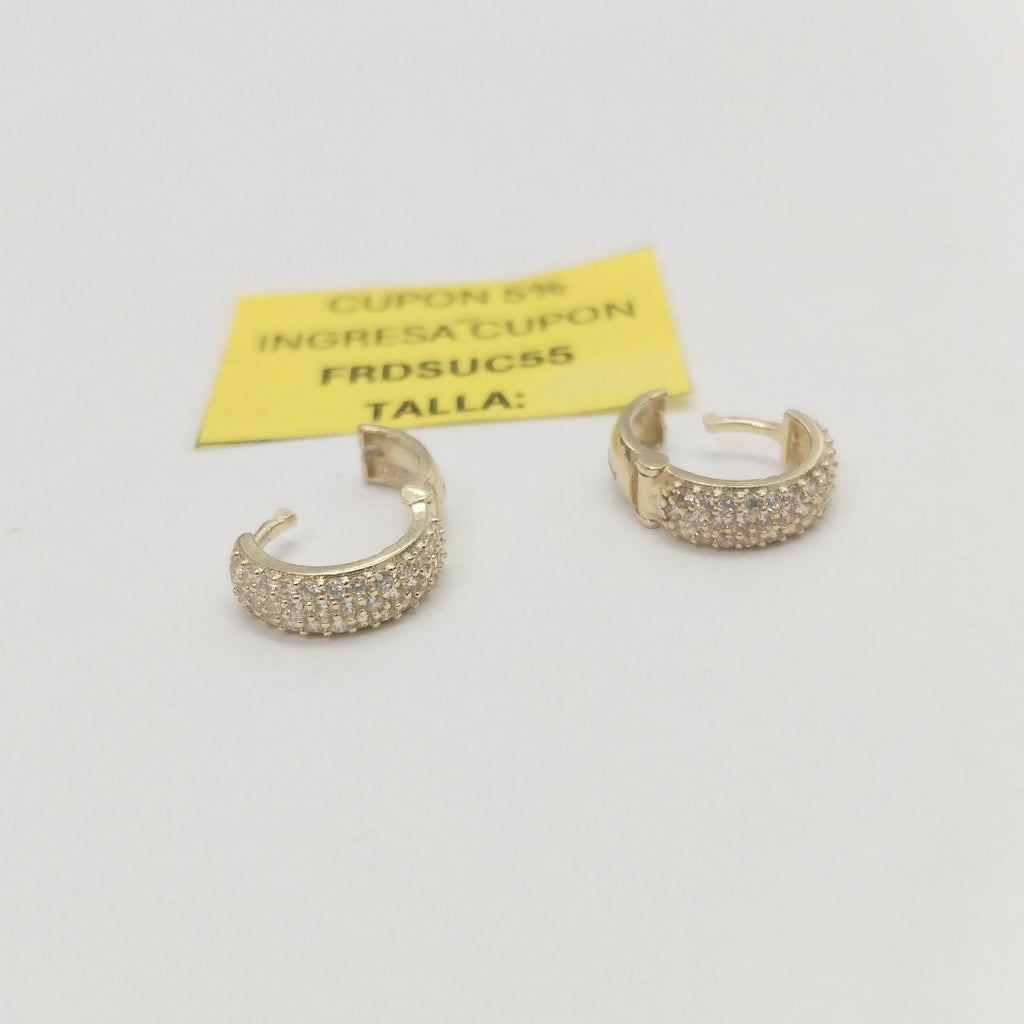 ARETES HUGGIE CON CIRCONIAS 14K 2 GR (NUEVO)