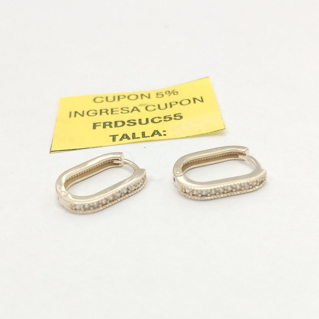 ARETES HUGGIES OVALADA C CIRCONIAS 14K 2.3 GR (NUEVO)