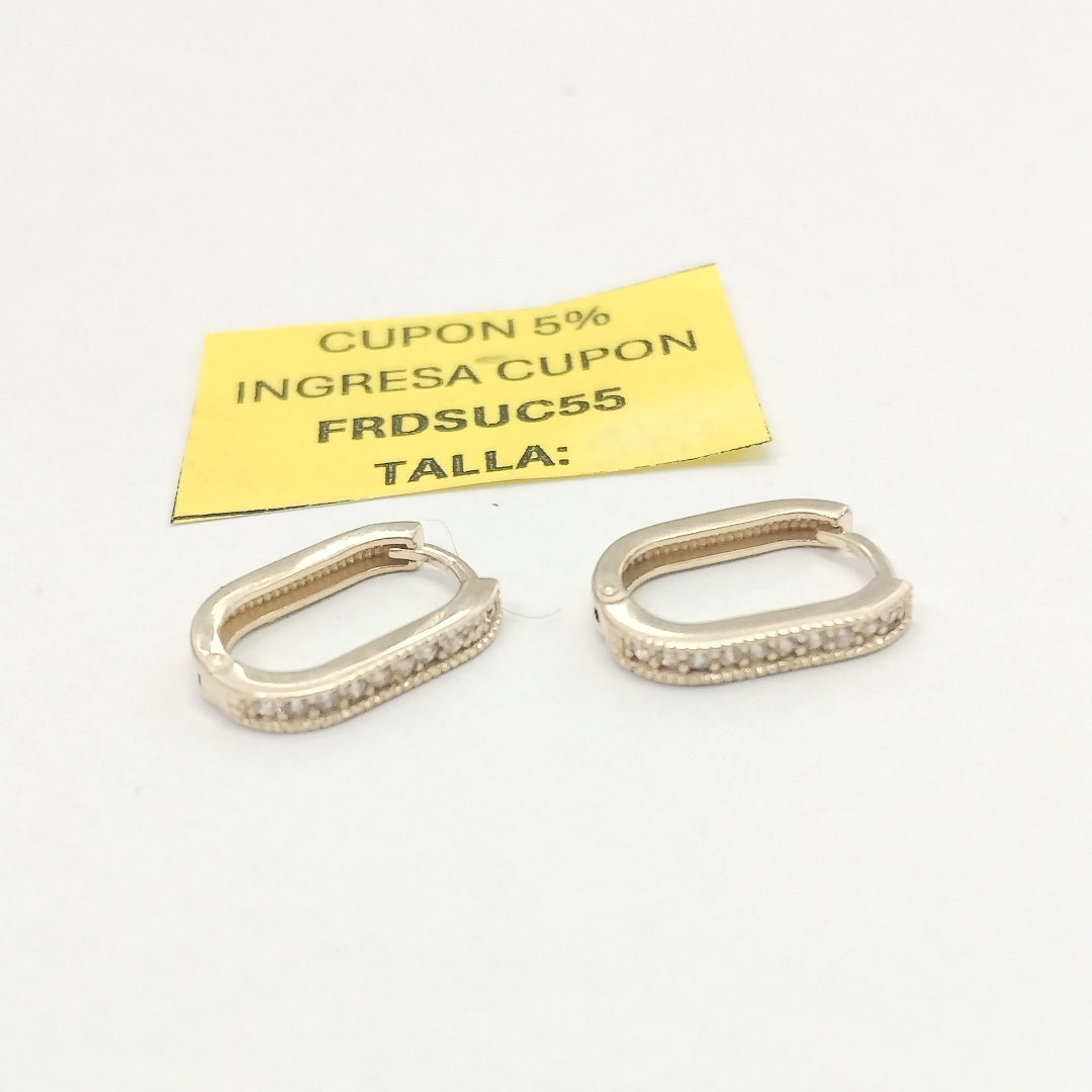 ARETES HUGGIES OVALADA C CIRCONIAS 14K 2.3 GR (NUEVO)