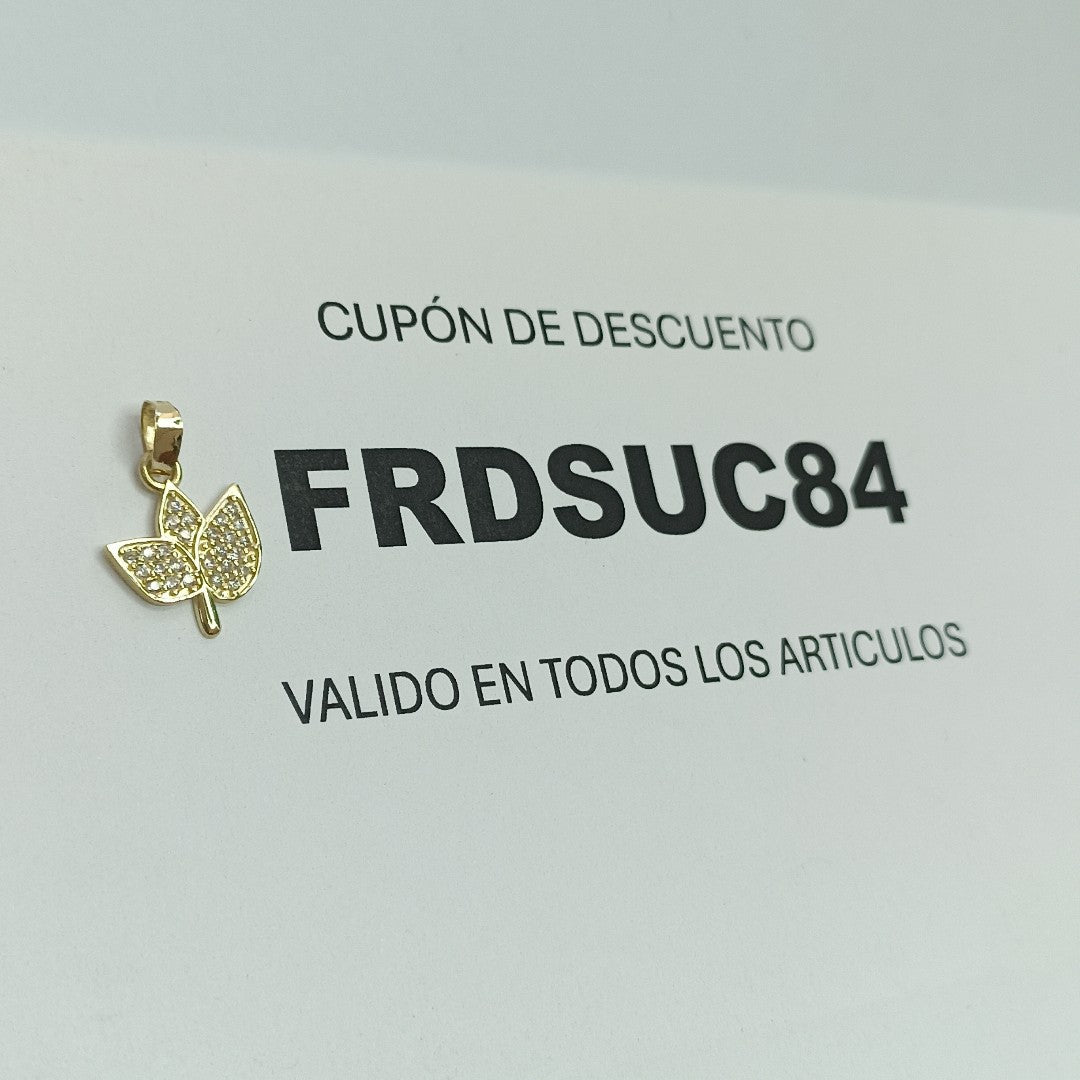 DIJE TEJIDO HOJAS CON CIRCONIAS 14K 1 GR (NUEVO)